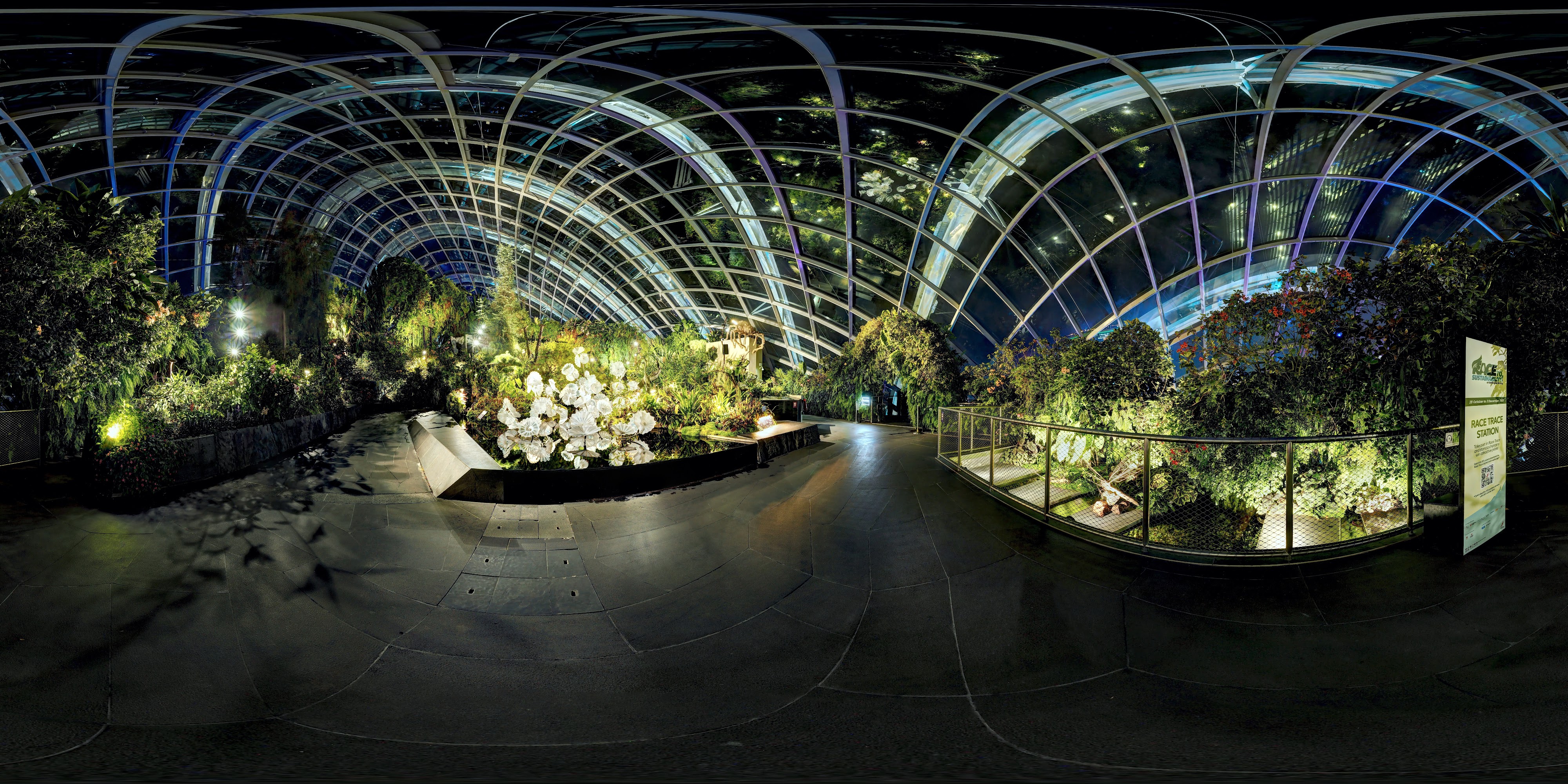 Inside Botanical Dome at Night