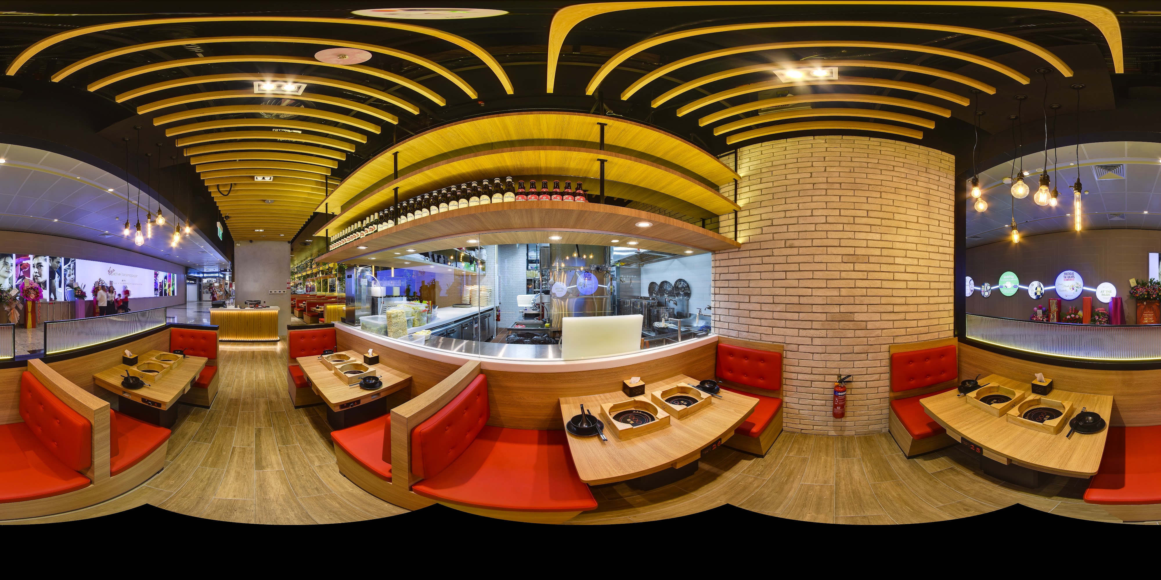 Modern Hot Pot Restaurant Interior.