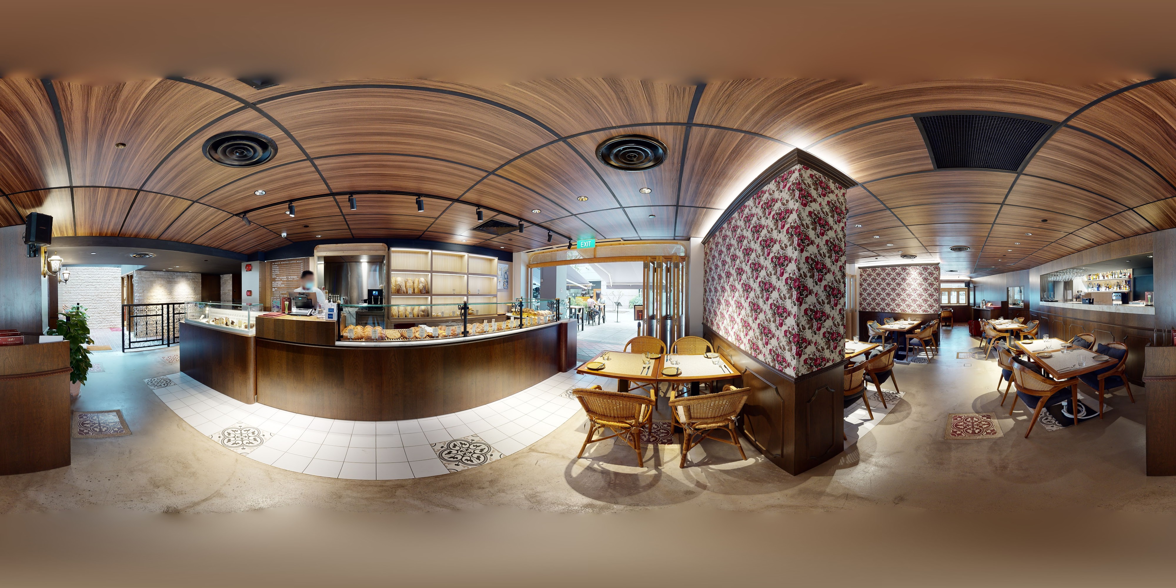 Elegant Wooden Ceiling Restaurant Interior