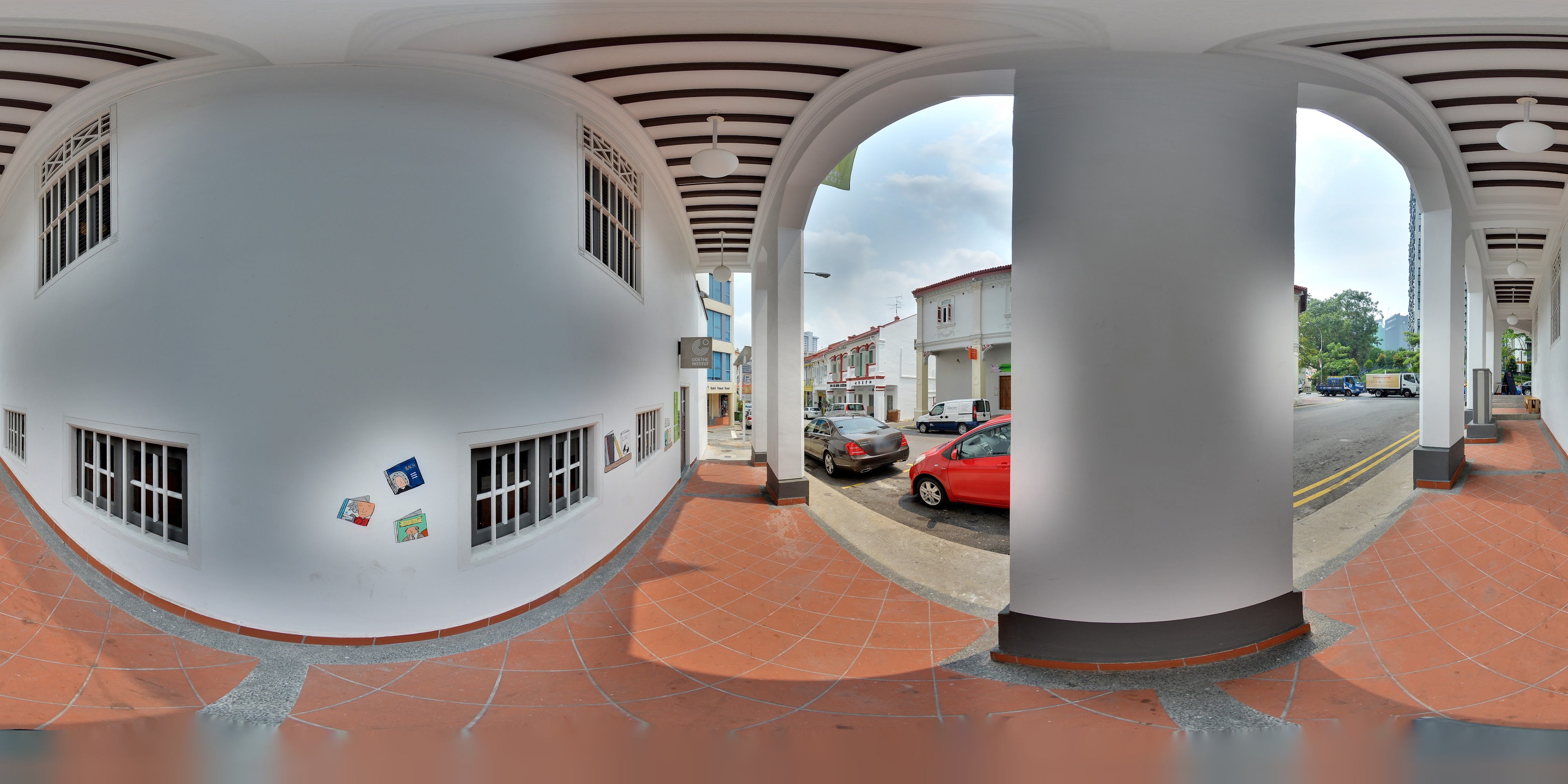 Modern Columns and Tile Floor