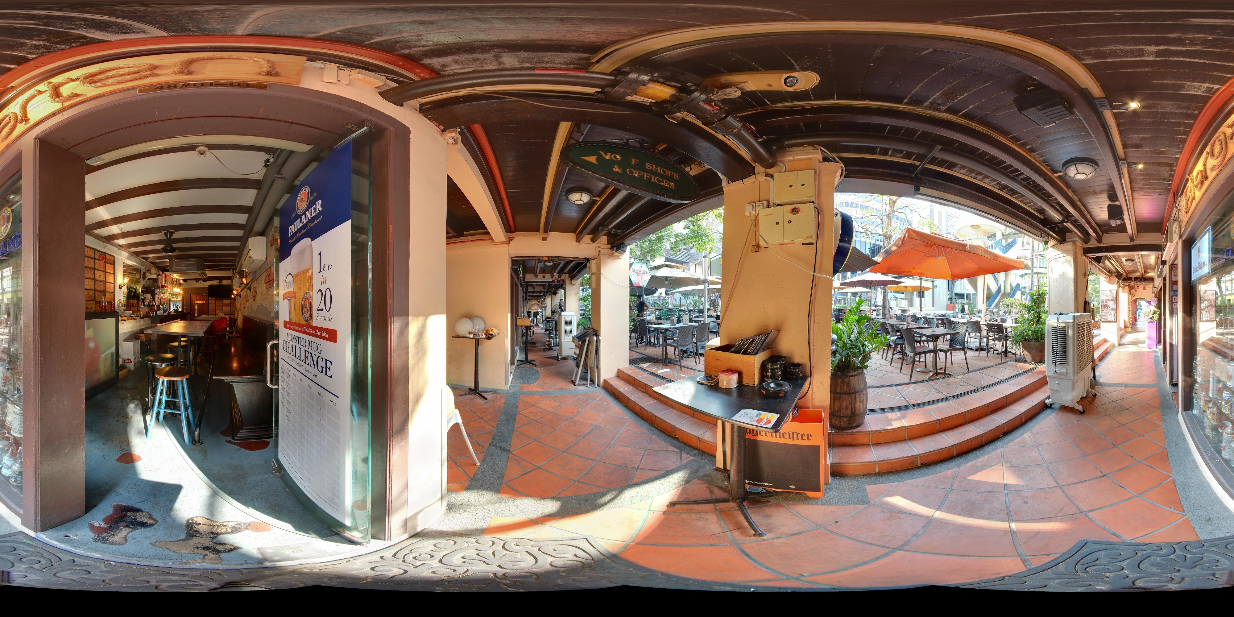 Bustling Patio and Beer Promotions.