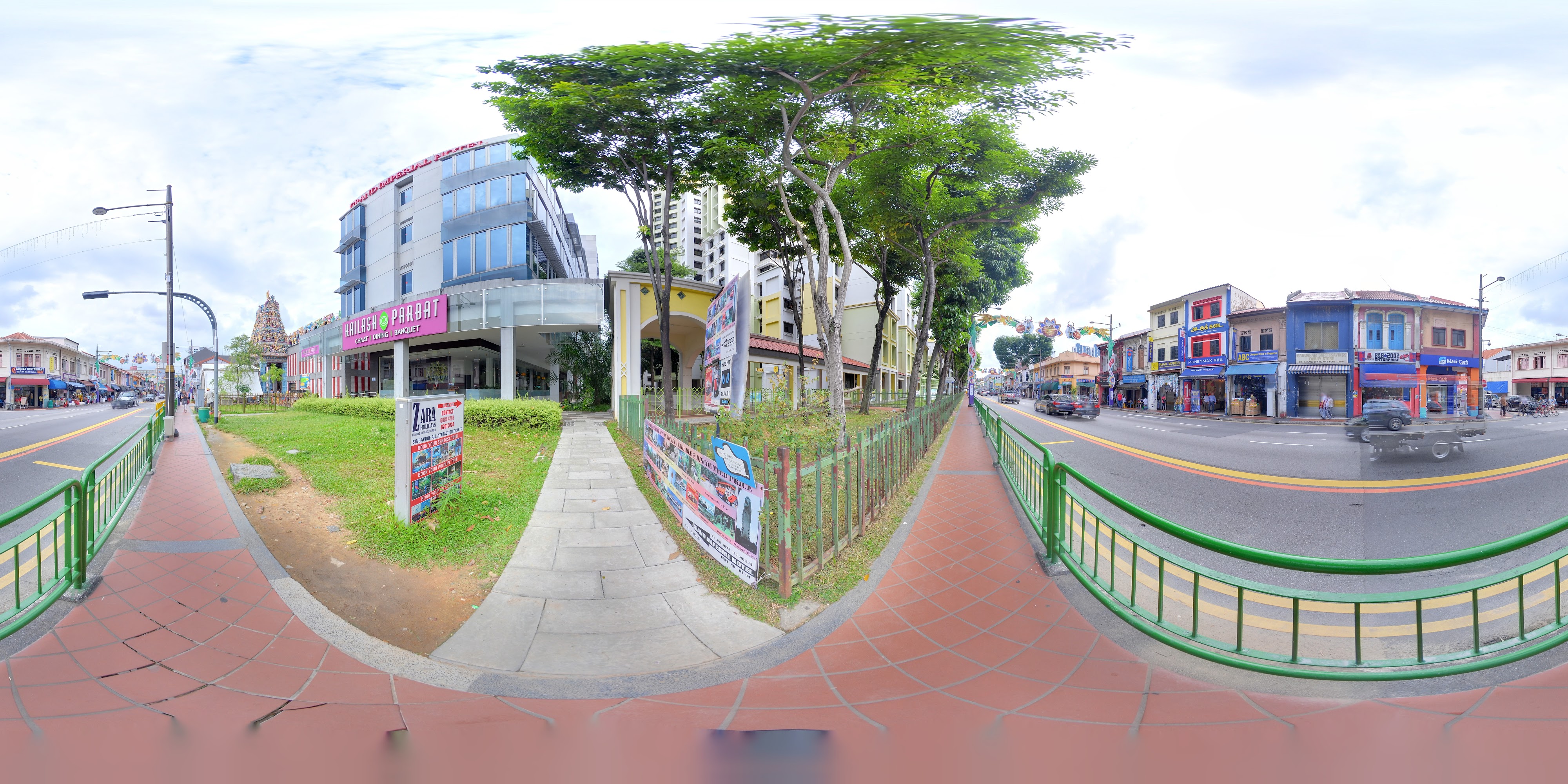 Vegetarian Restaurant at Street Corner.