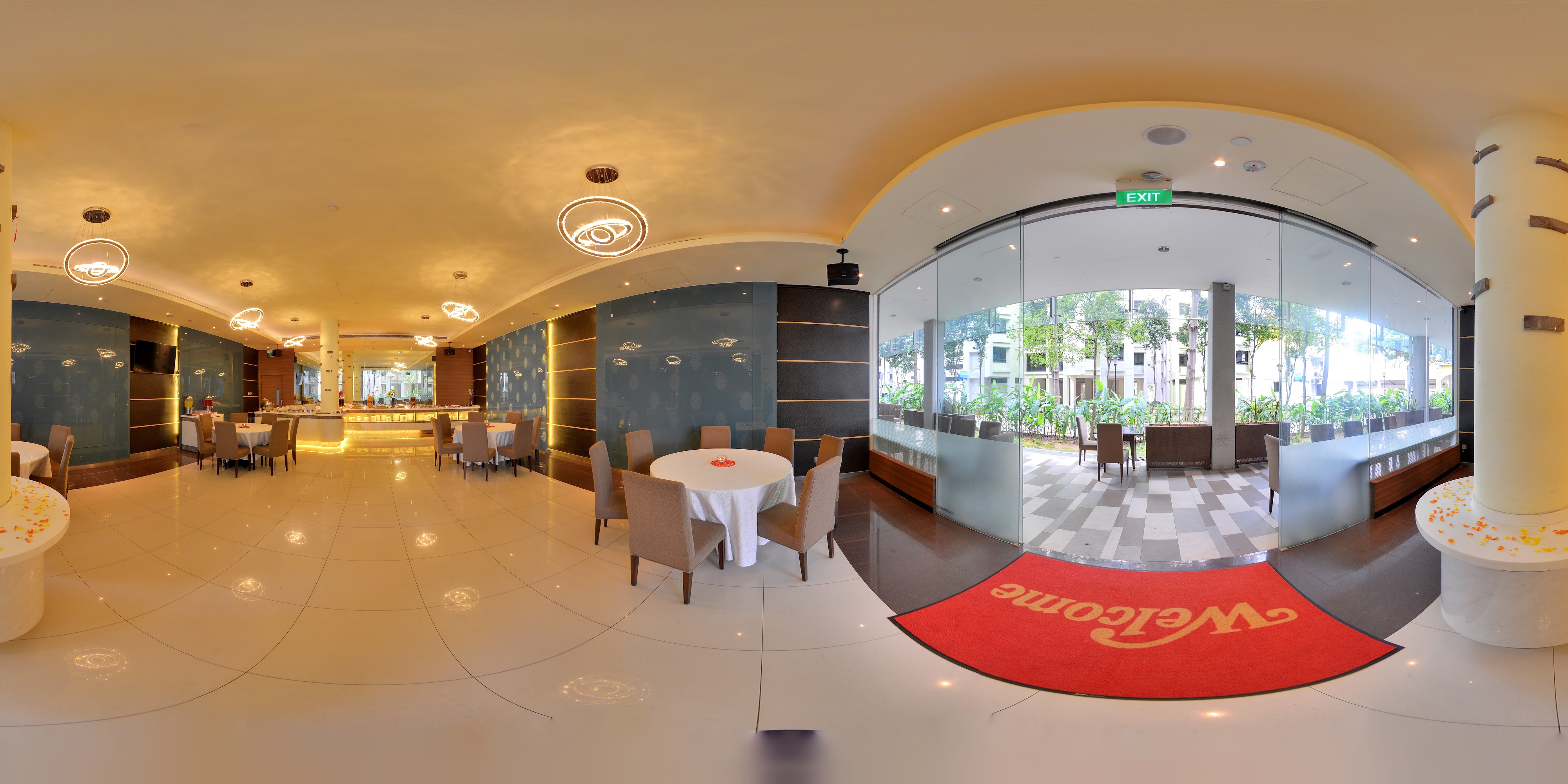 Elegant Vegetarian Dining Hall.