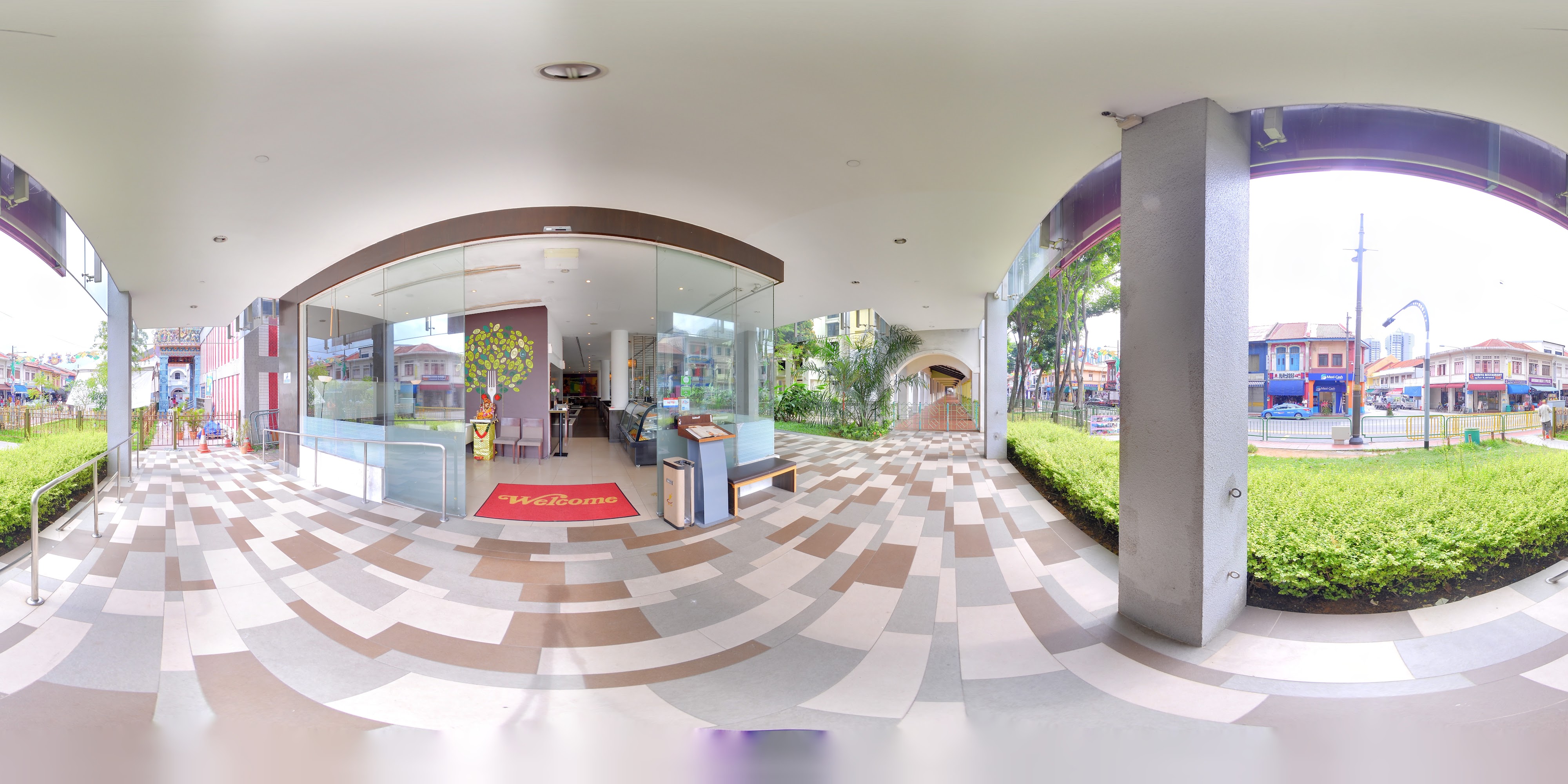 Bright Entryway Vegetarian Dining Hall