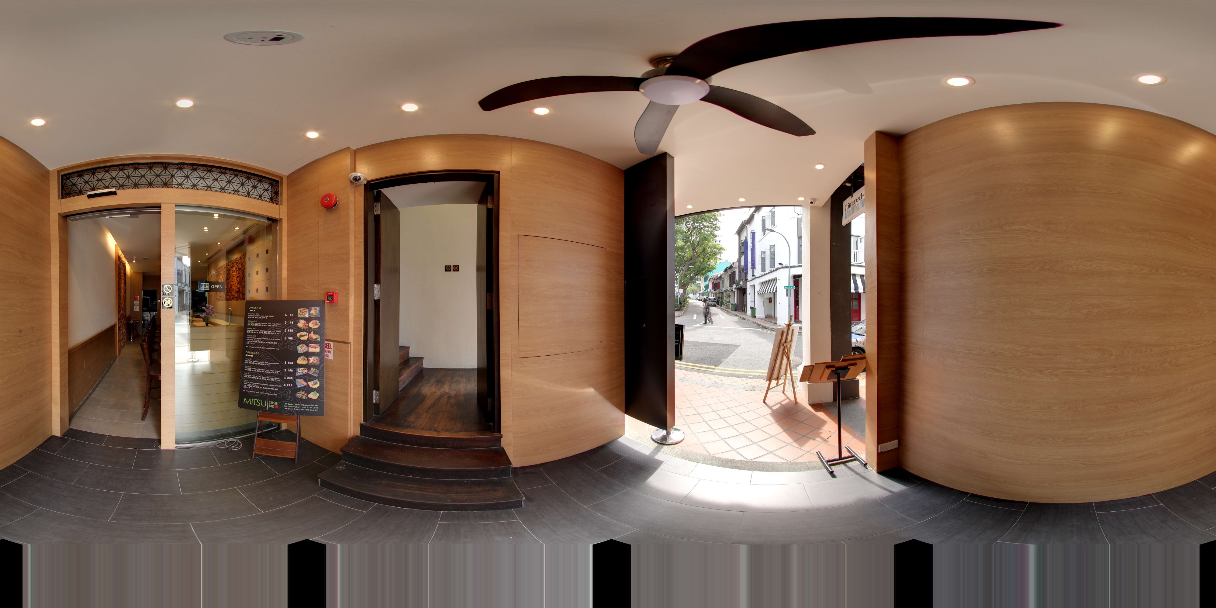 Sleek Modern Sushi Bar Entryway.