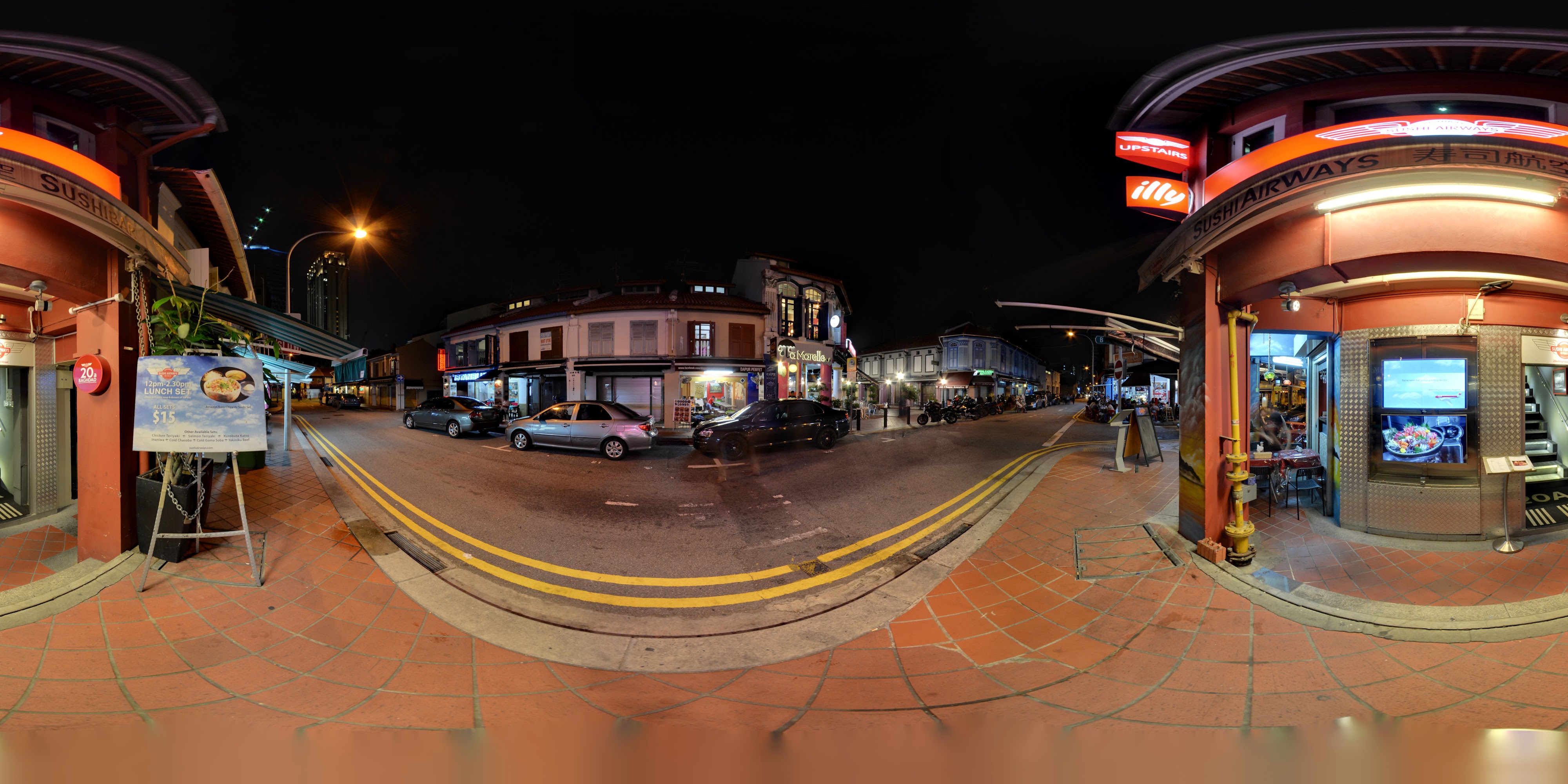 Vibrant Night Street Dining Scene