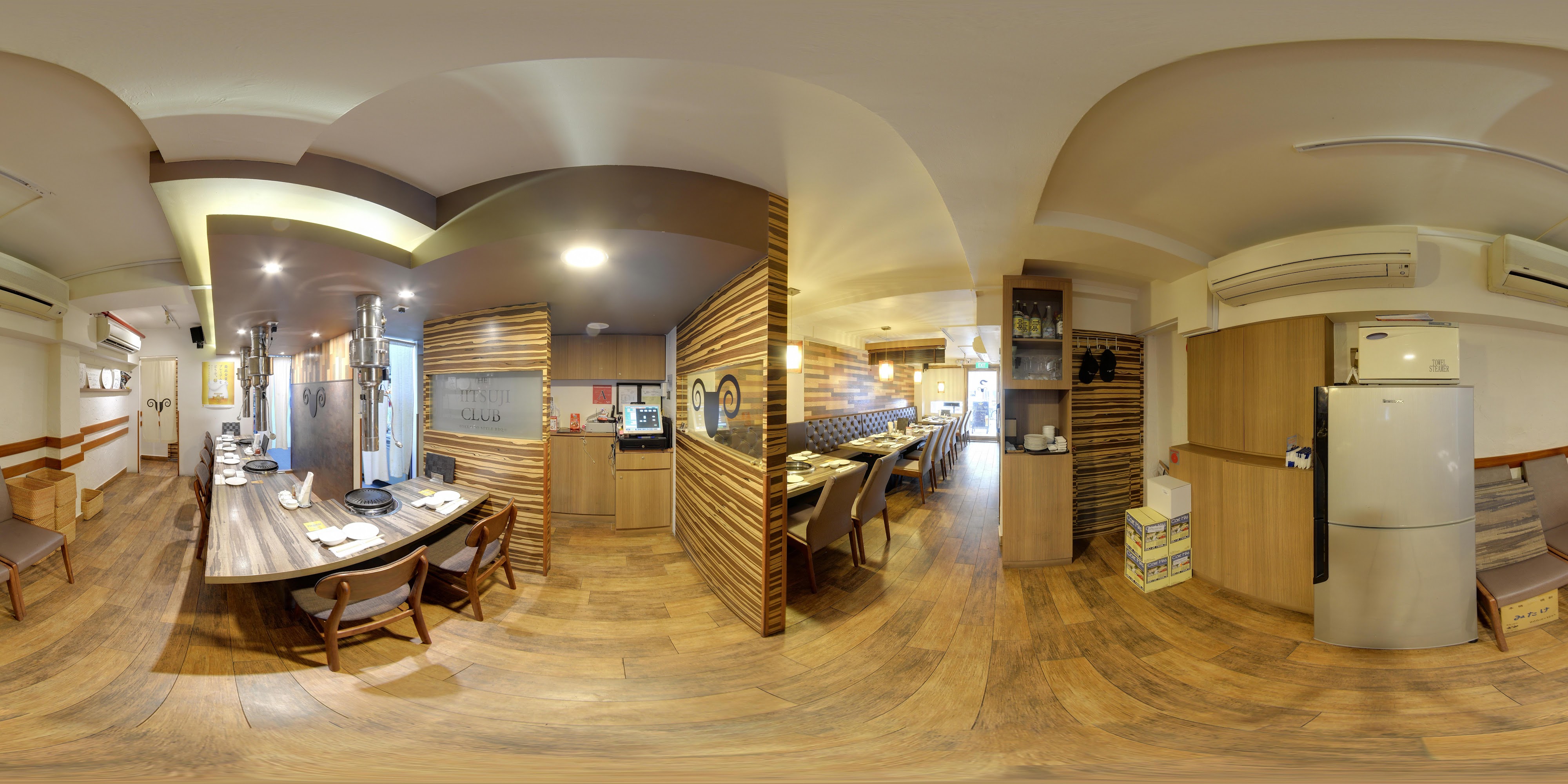 Warm, Rustic Restaurant Interior.