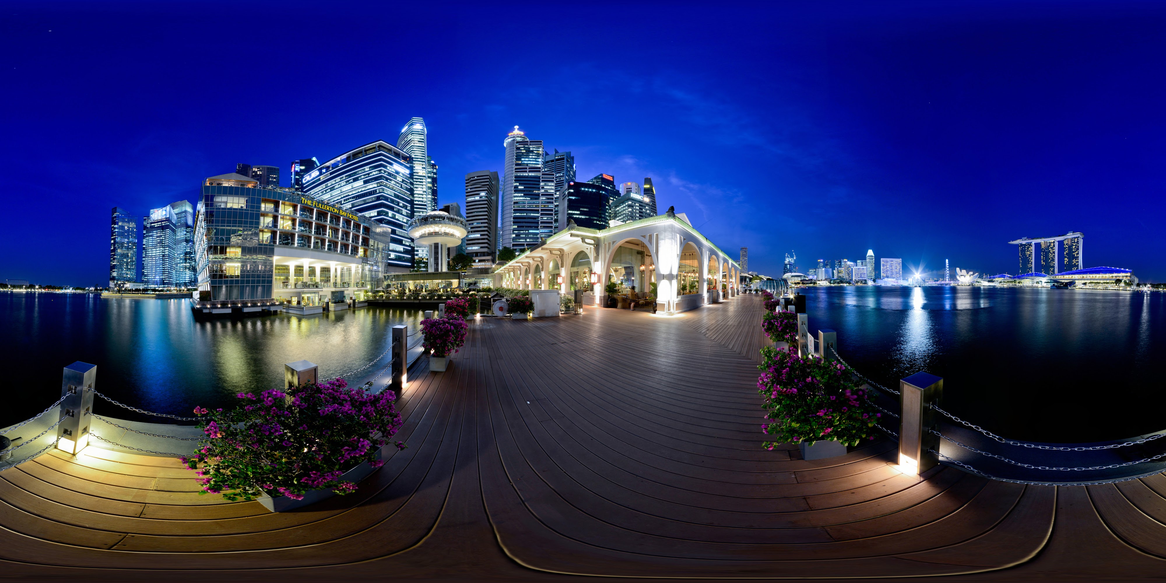 Night Skyline Marinaside Walkway
