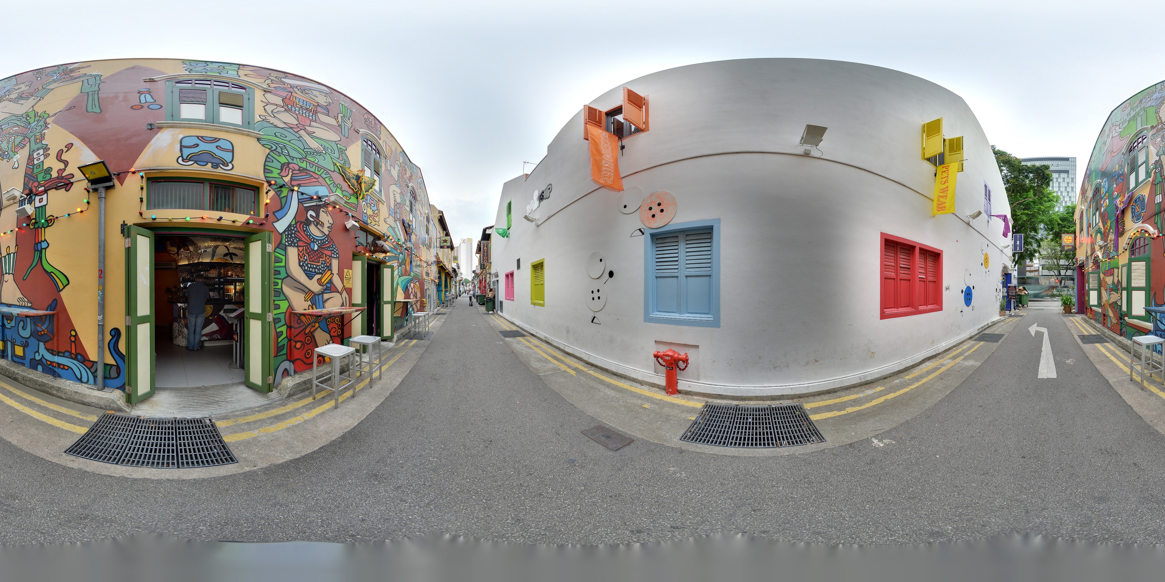 Vibrant Alleyway Art and Shops