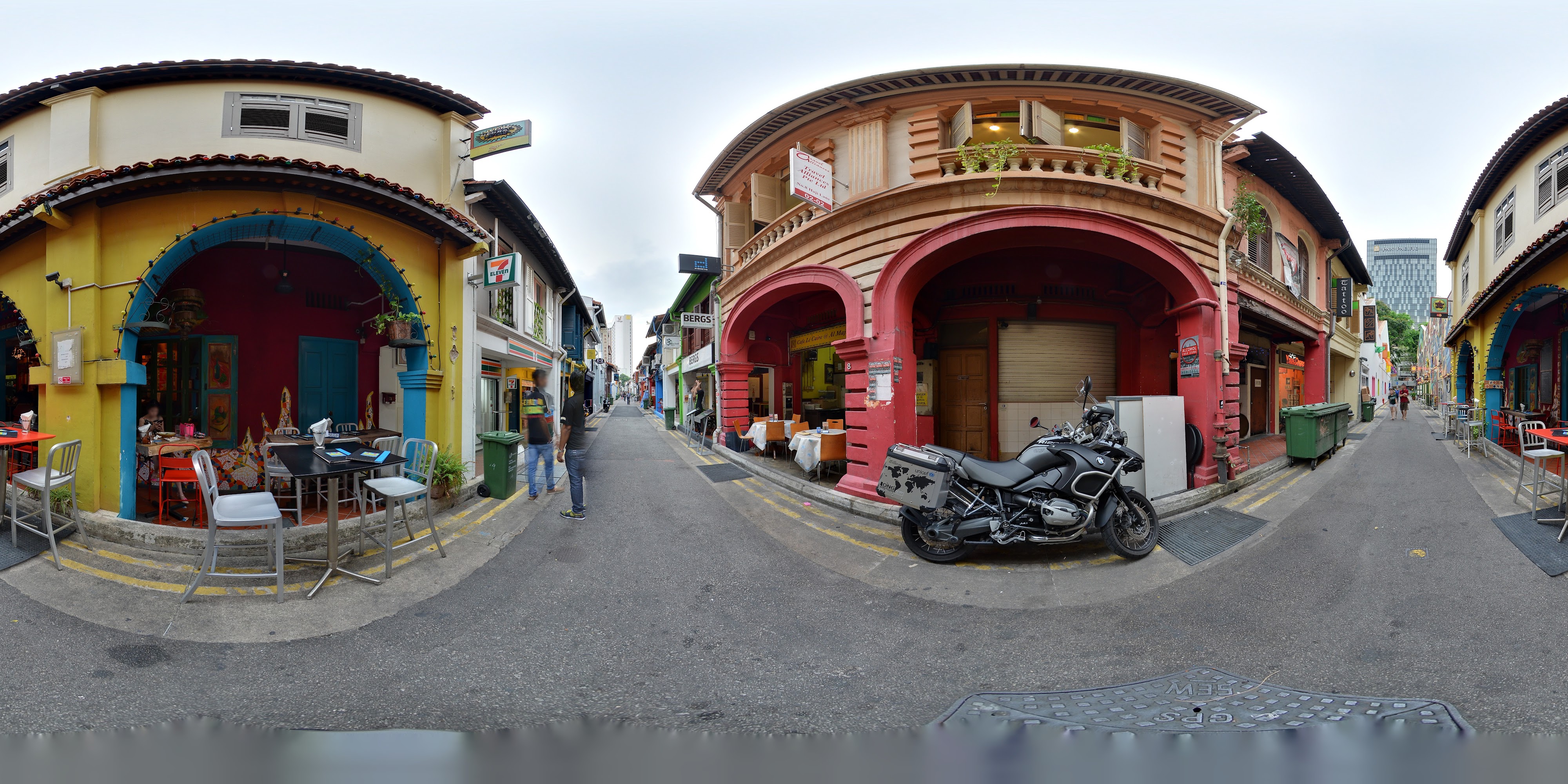 Vibrant Street Cafes and Shops