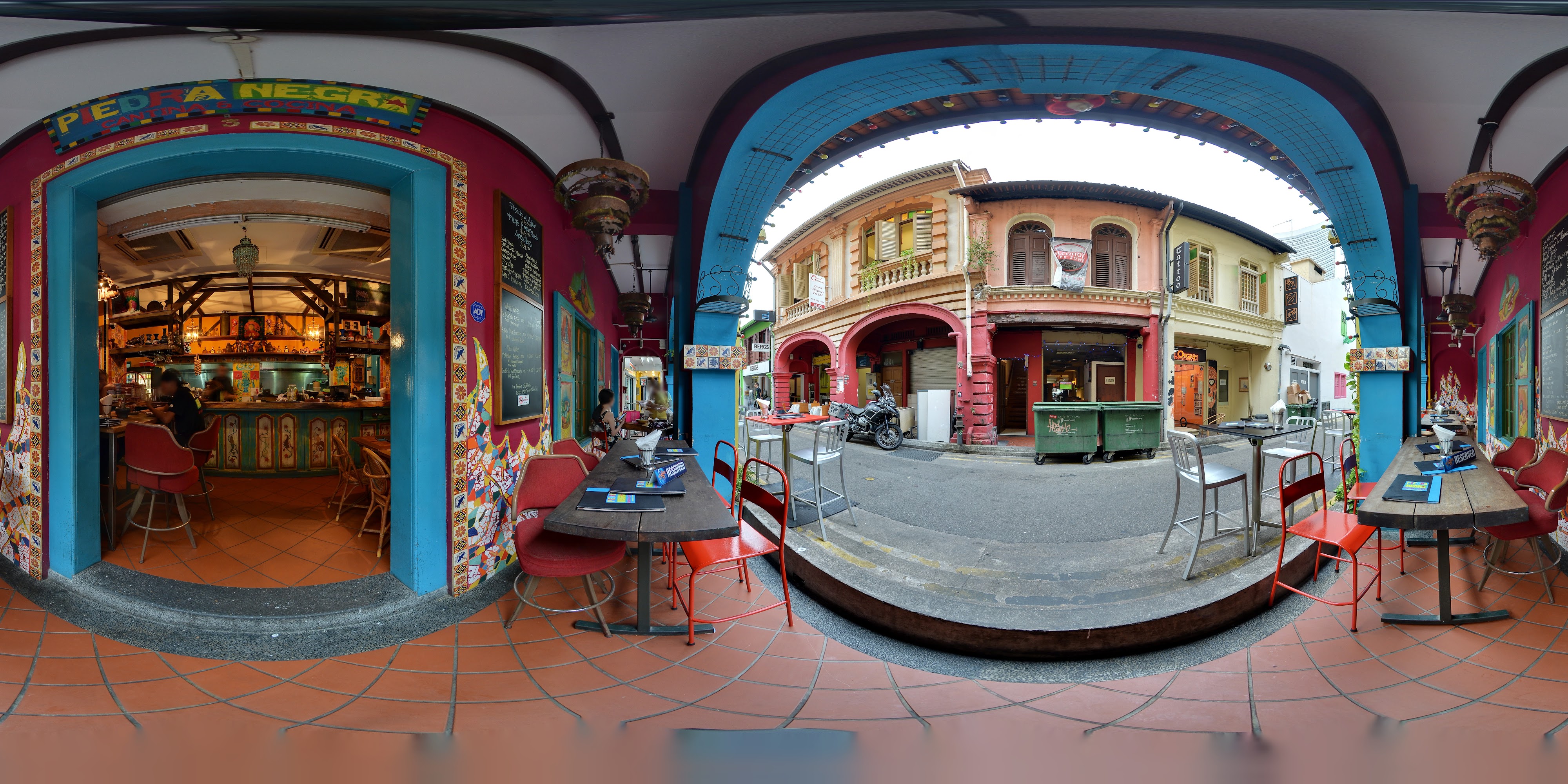 Vibrant Café and Colorful Streets