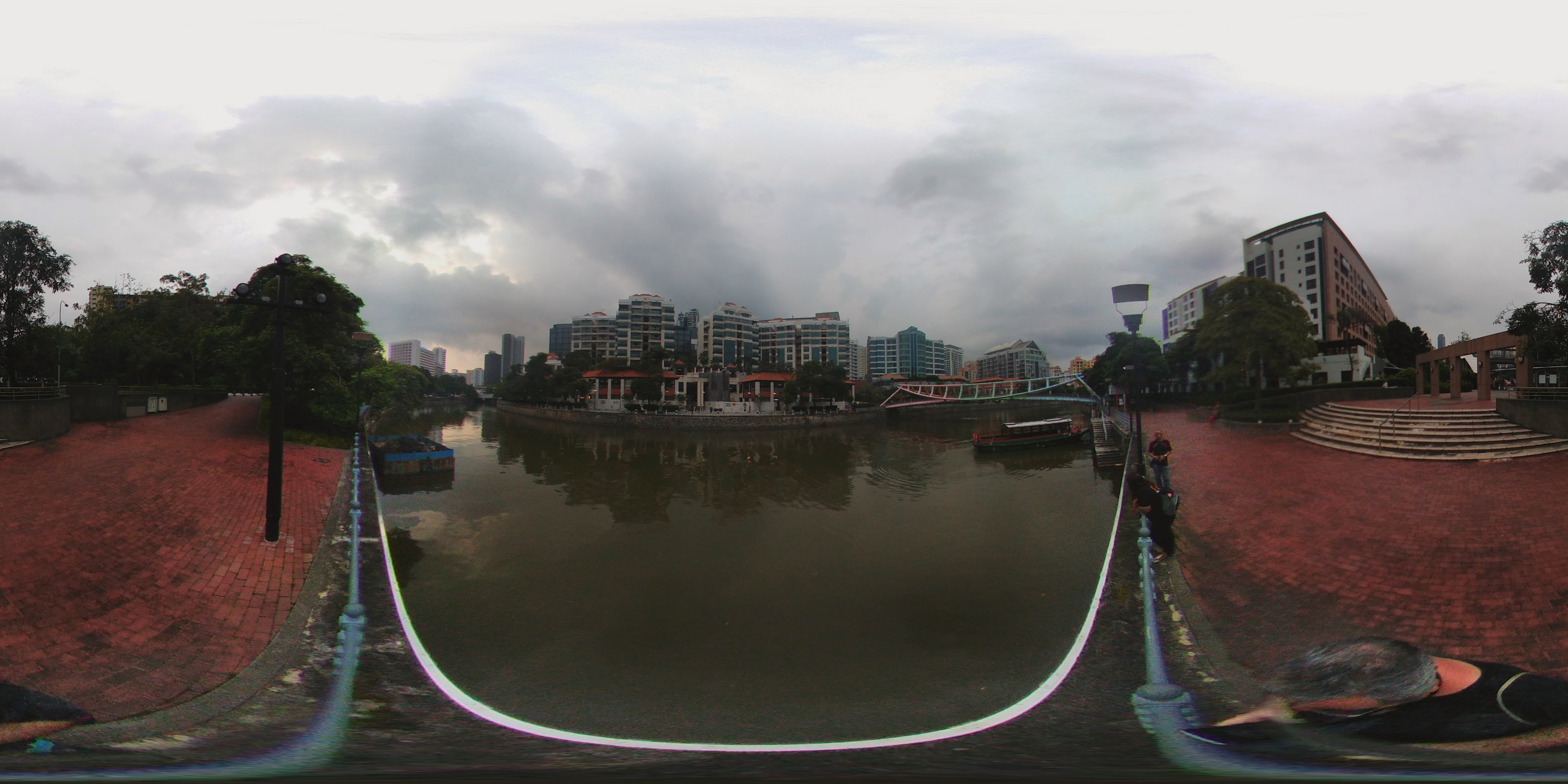 Urban River Walkway Scenery