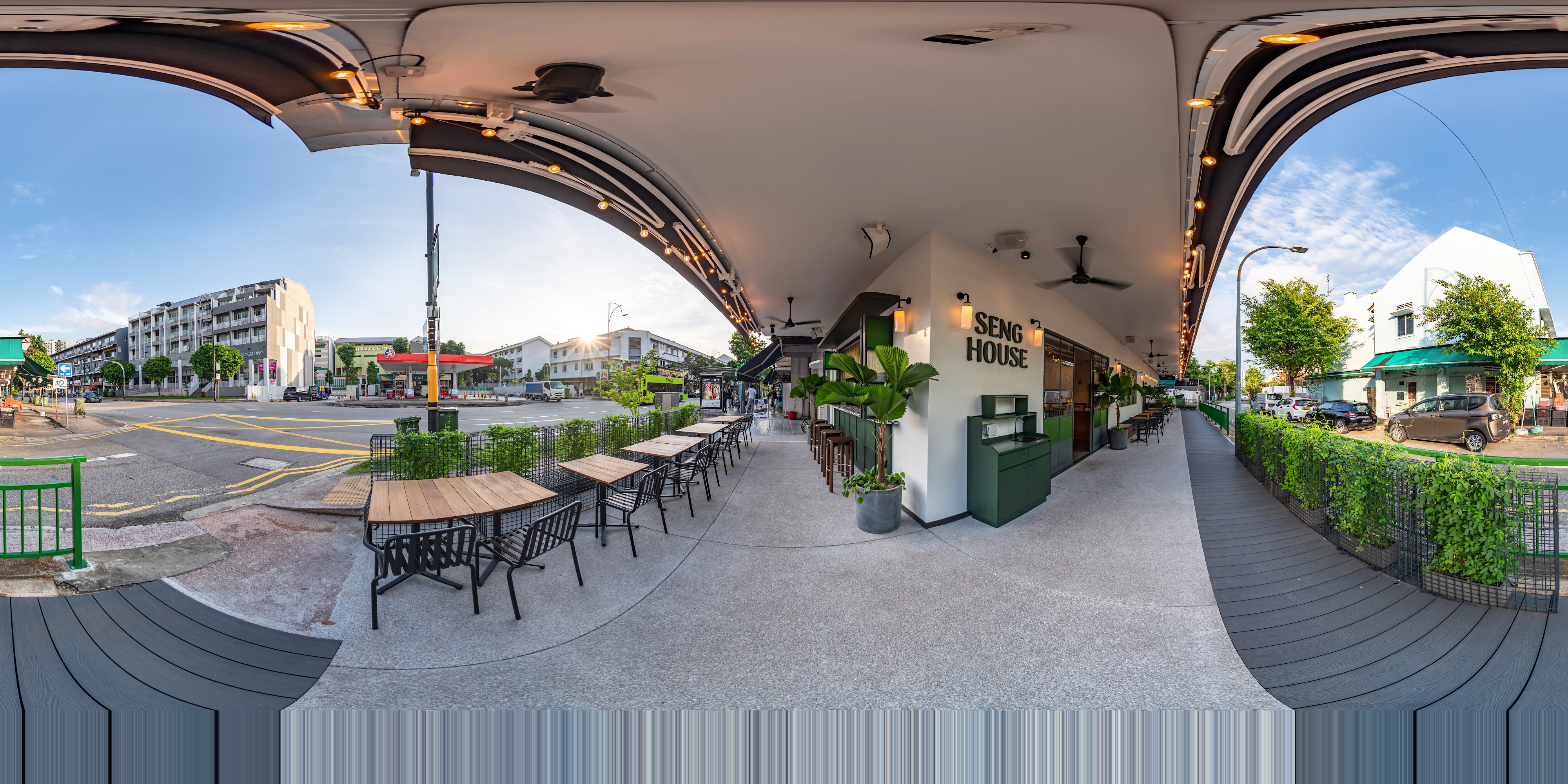 Vibrant Roadside Cafe Exterior