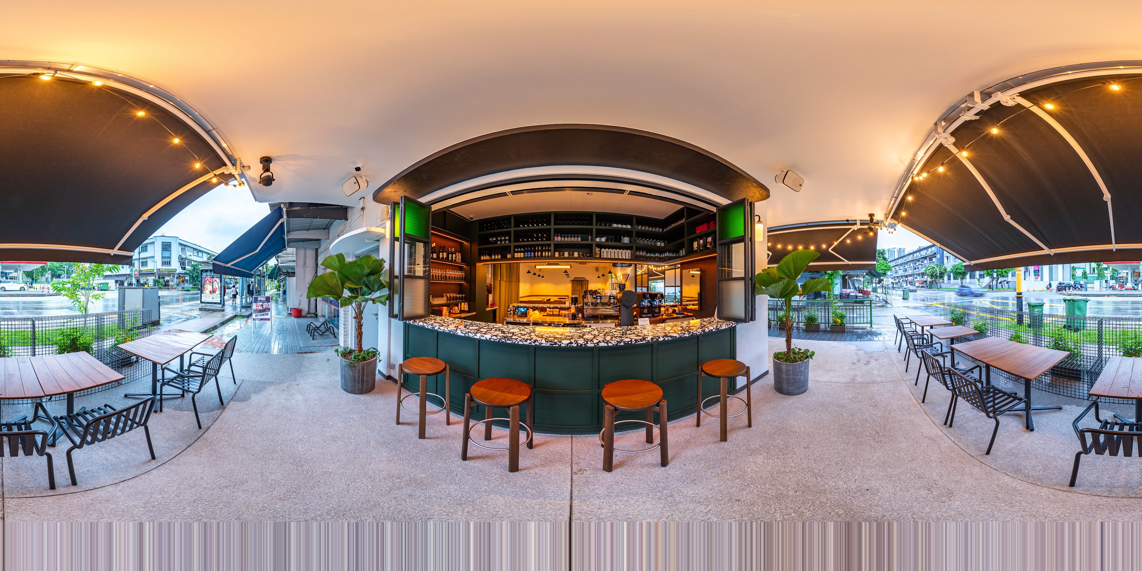 Modern Café Street Front Scene