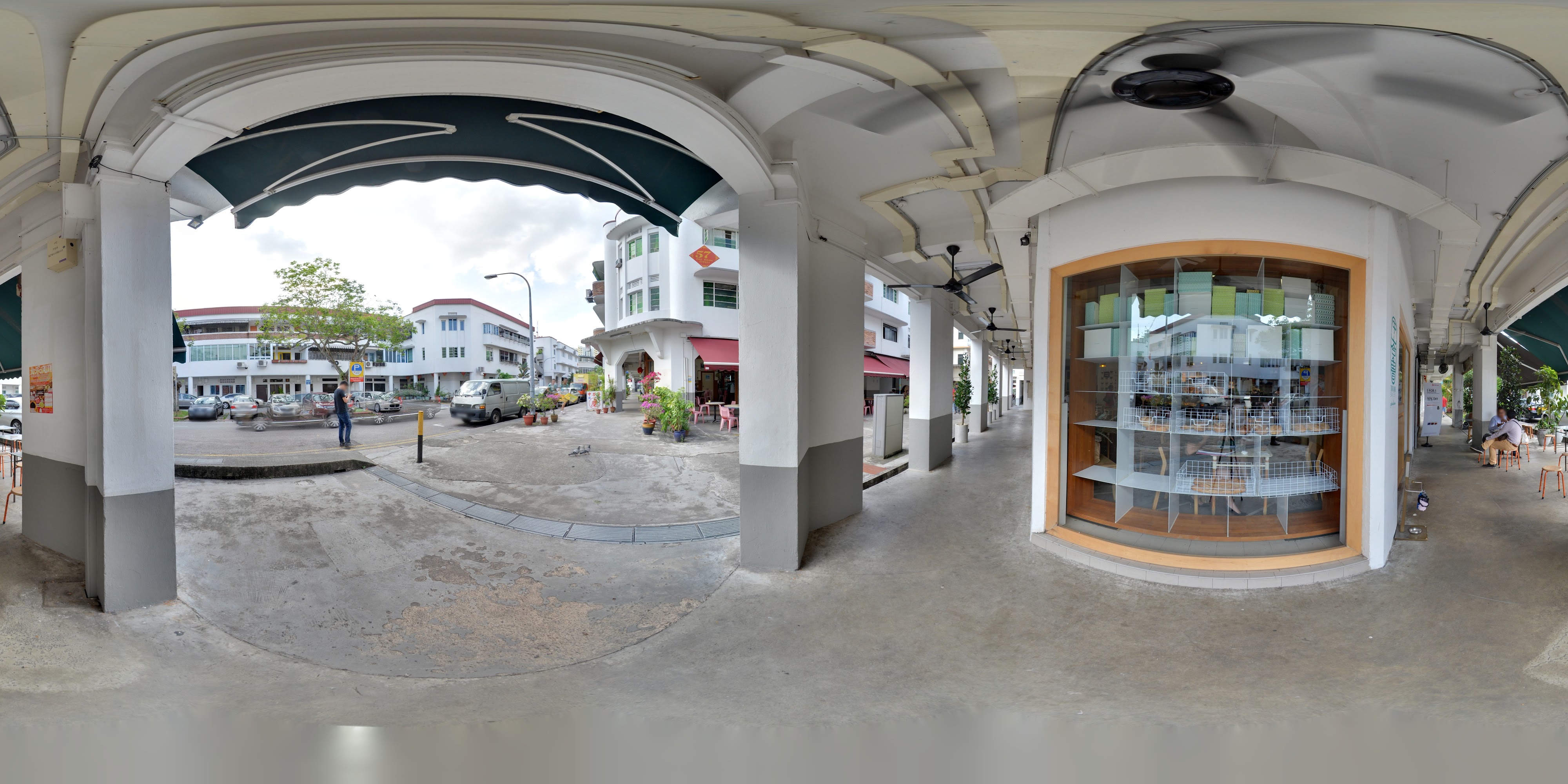 Charming Arcaded Storefronts Street