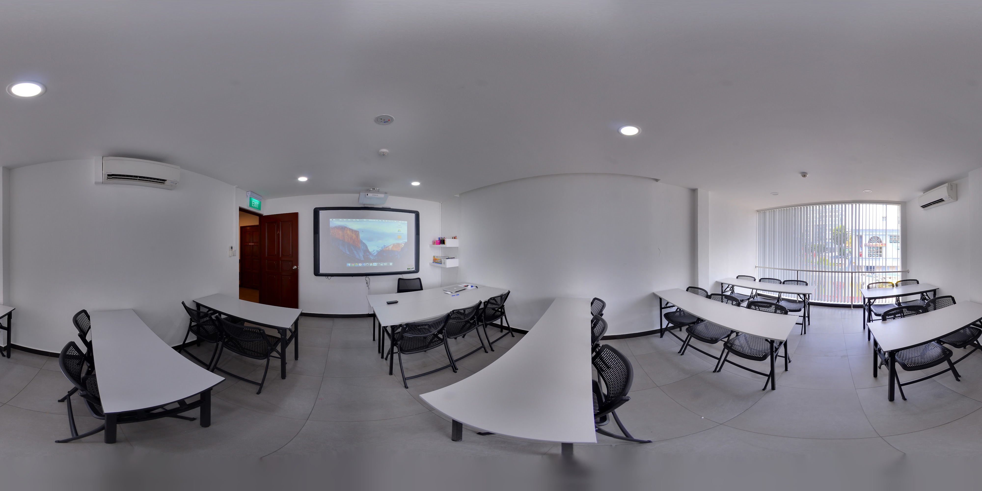 Bright Minimalist Classroom Space