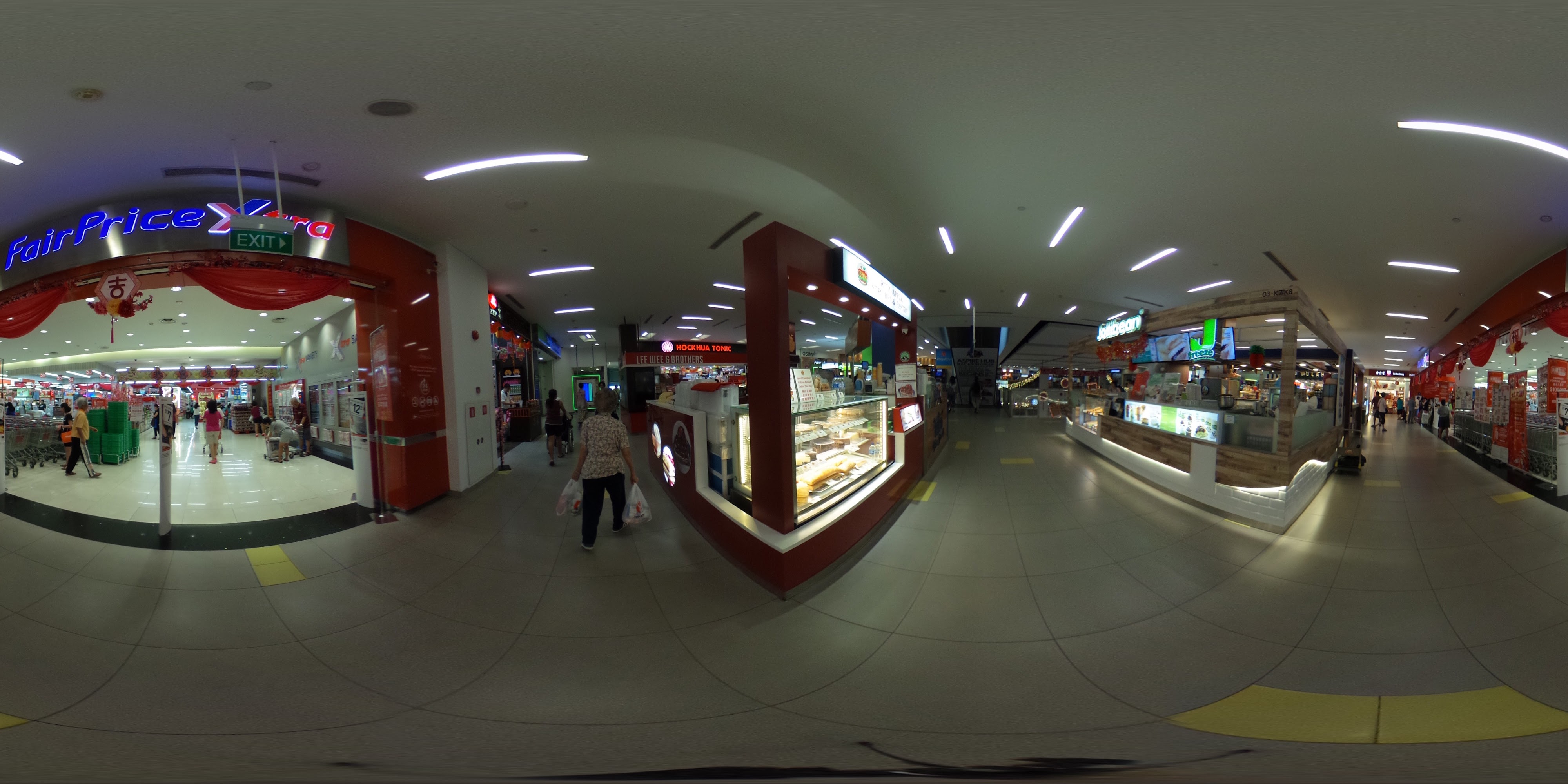 Brightly Lit Food Court Corridor