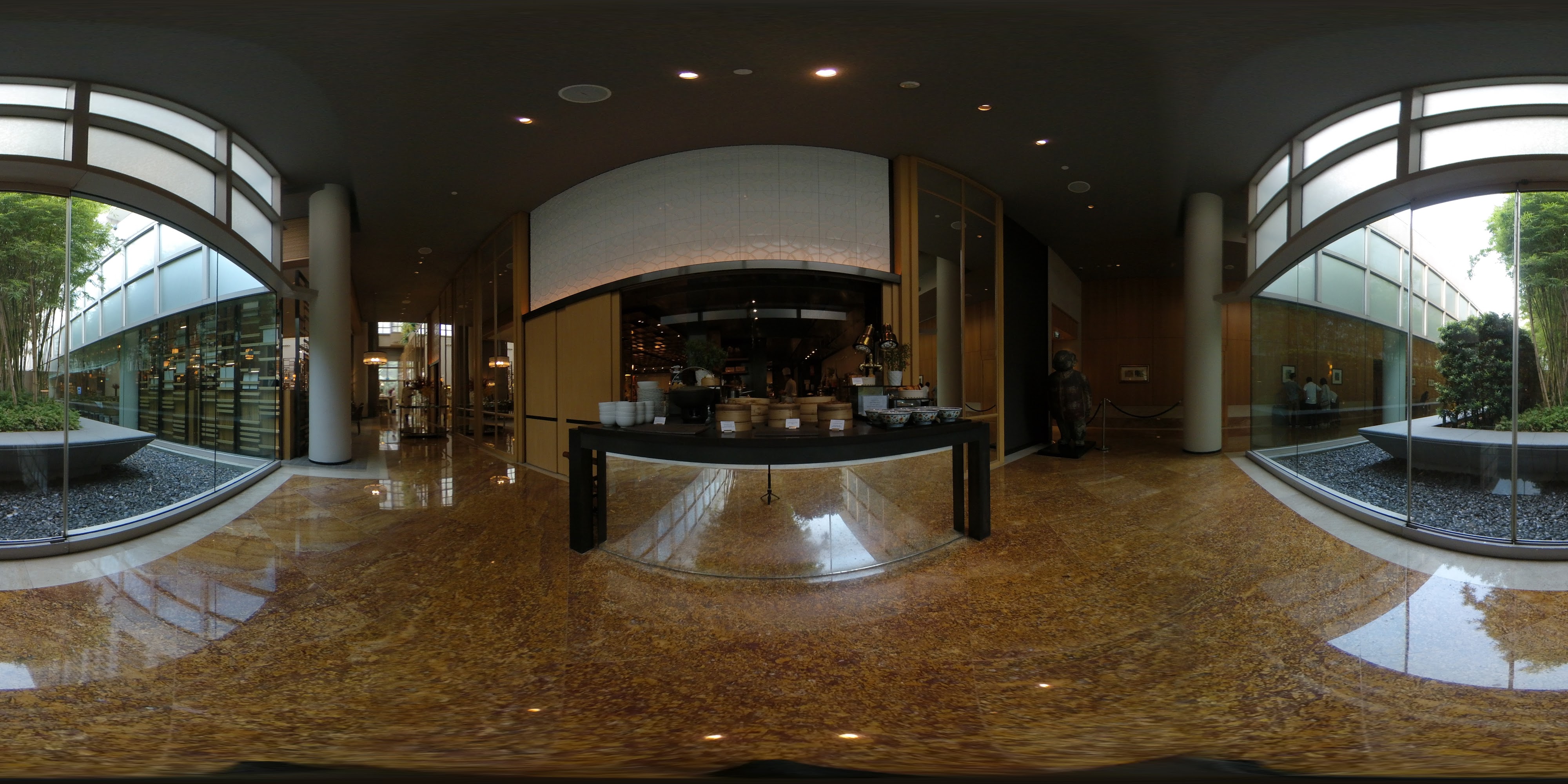 Modern Lobby with Water Fountains