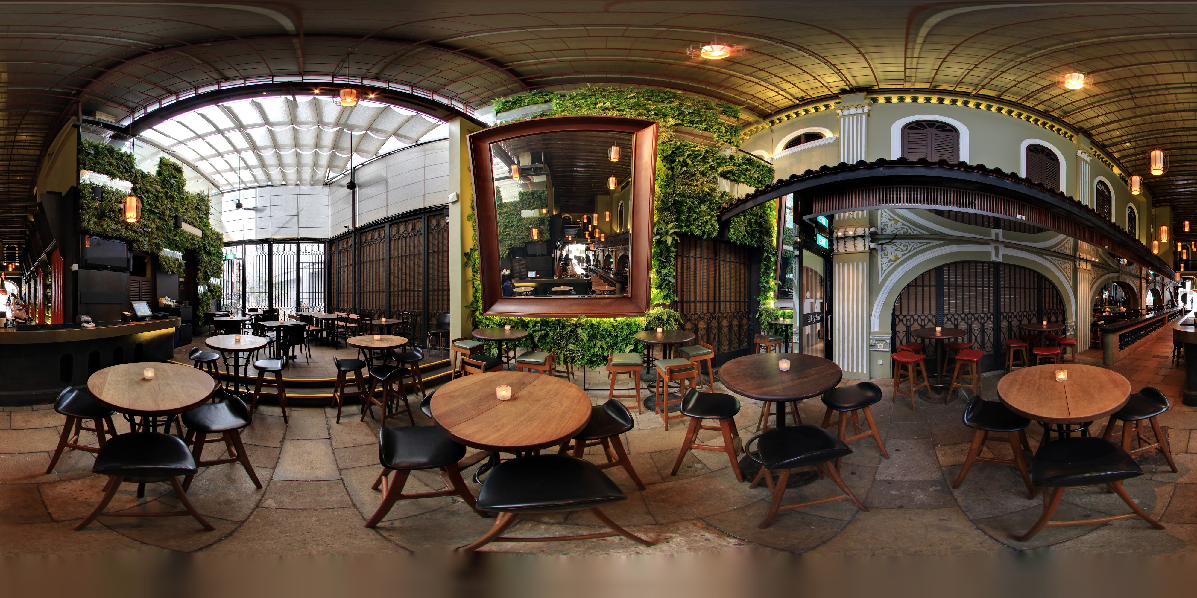 Lush Industrial Cafe Interior