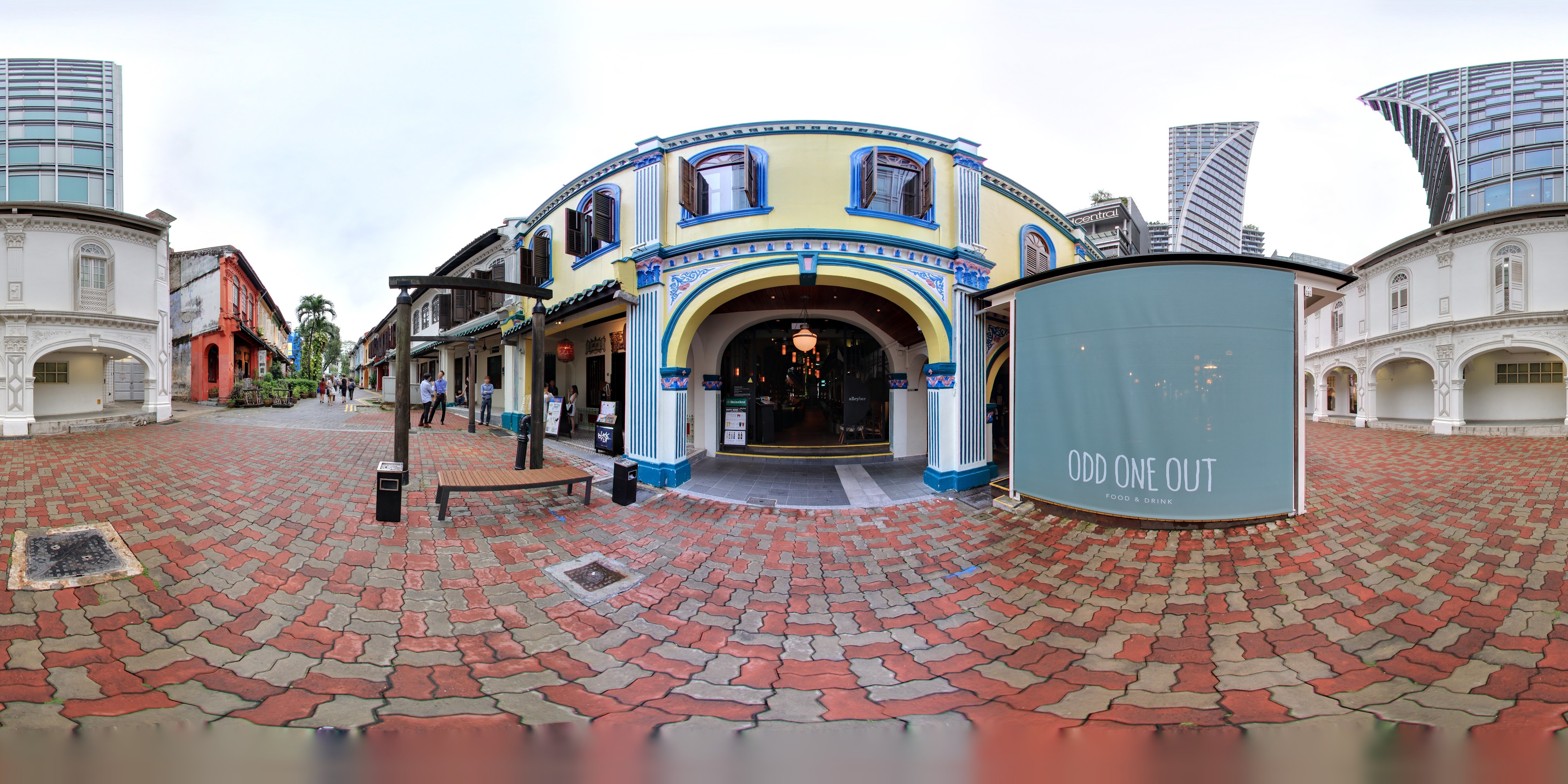 Vibrant Alleyway Food and Drink