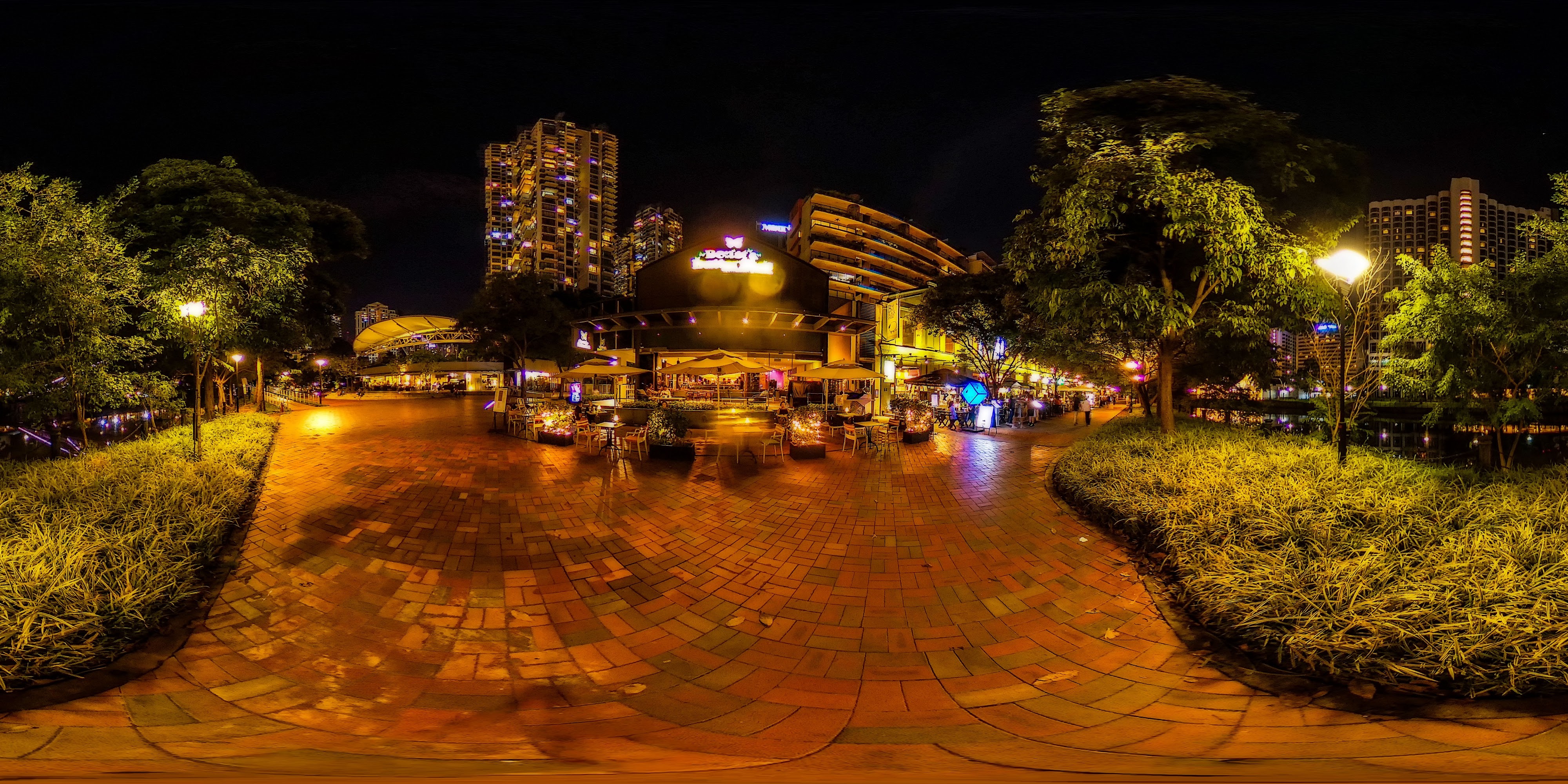 Urban Nightlife by Waterfront