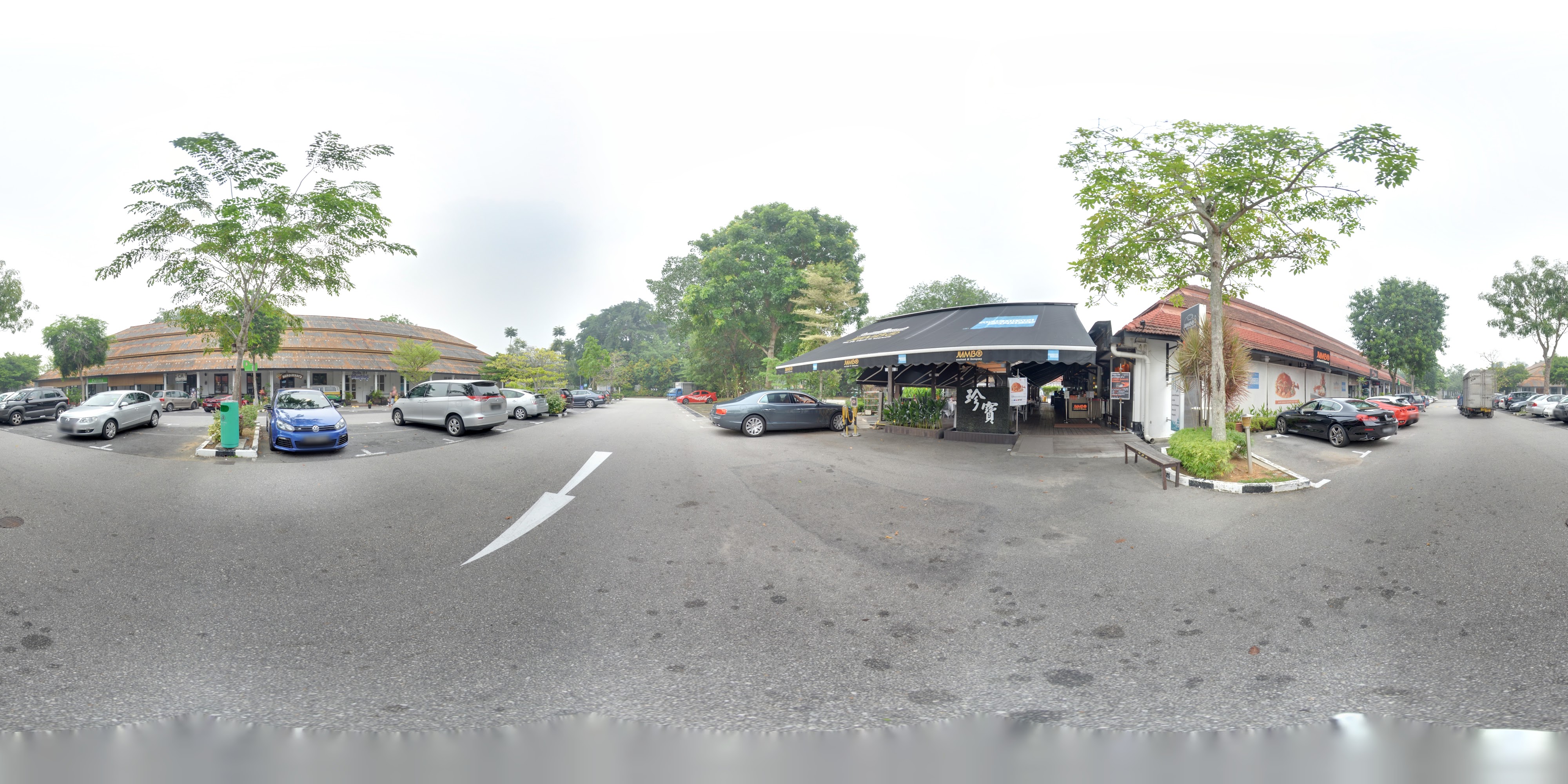 Large Parking Area with Restaurants