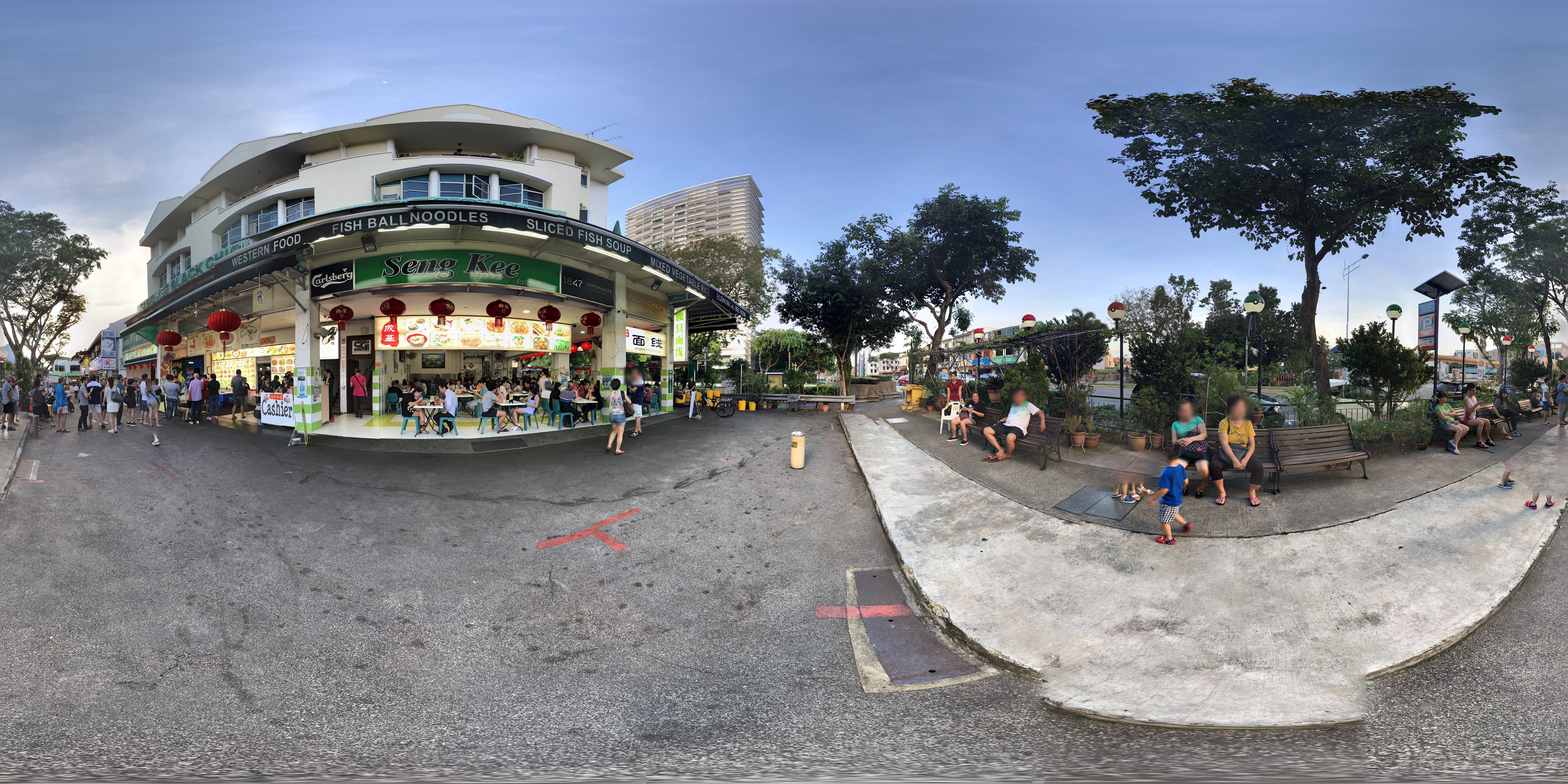 Busy Urban Shopfront and Plaza