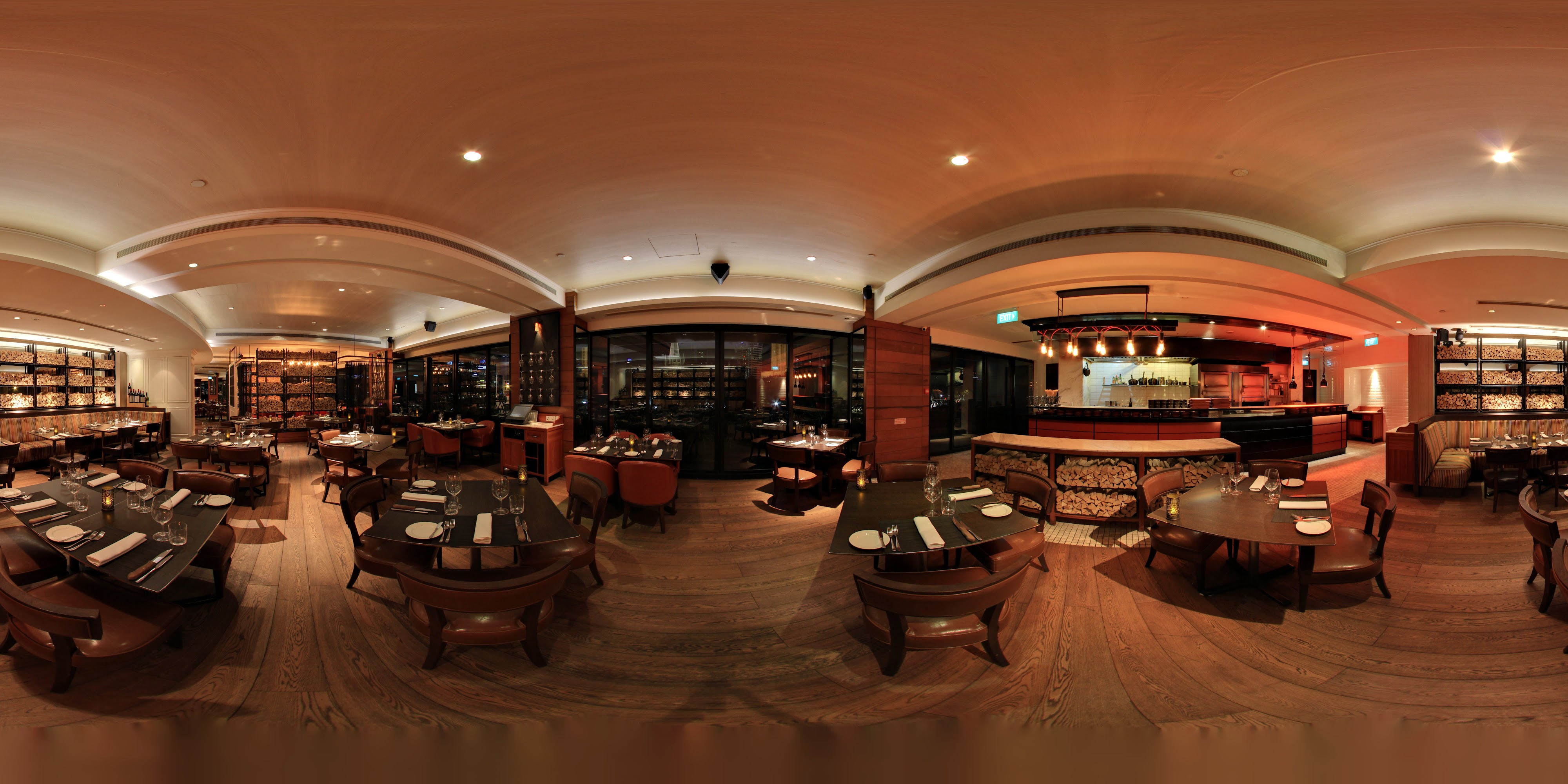 Elegant Wooden Seating/Fine Glassware/Dining Setup