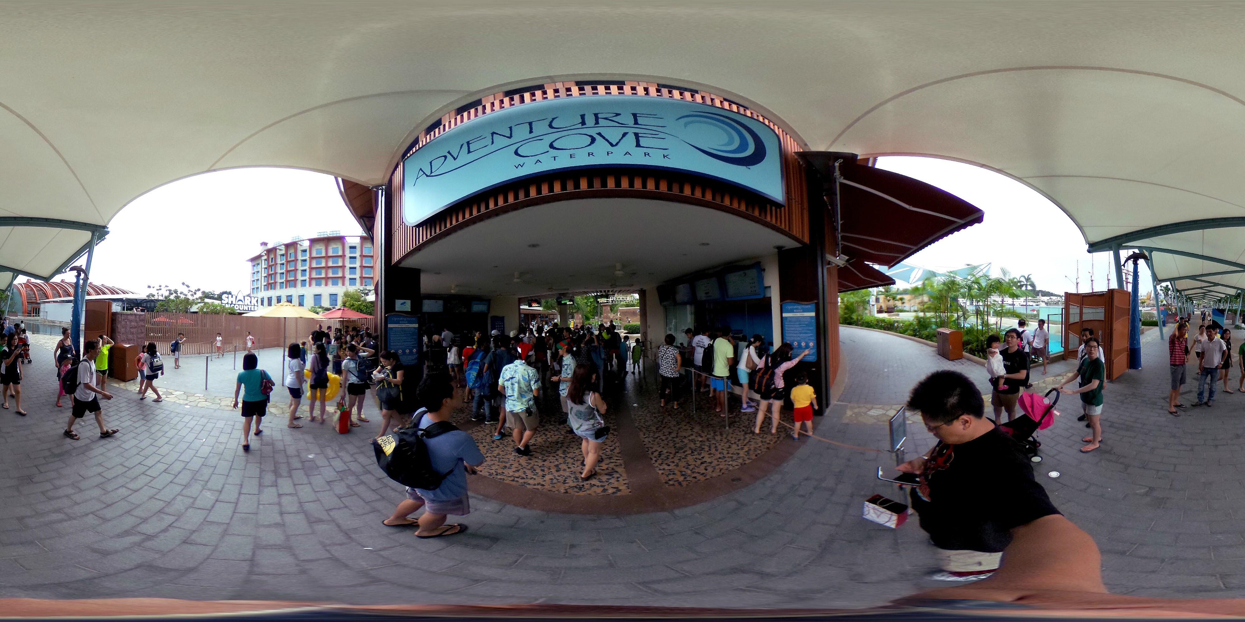  Excited Crowd at Waterpark Entrance