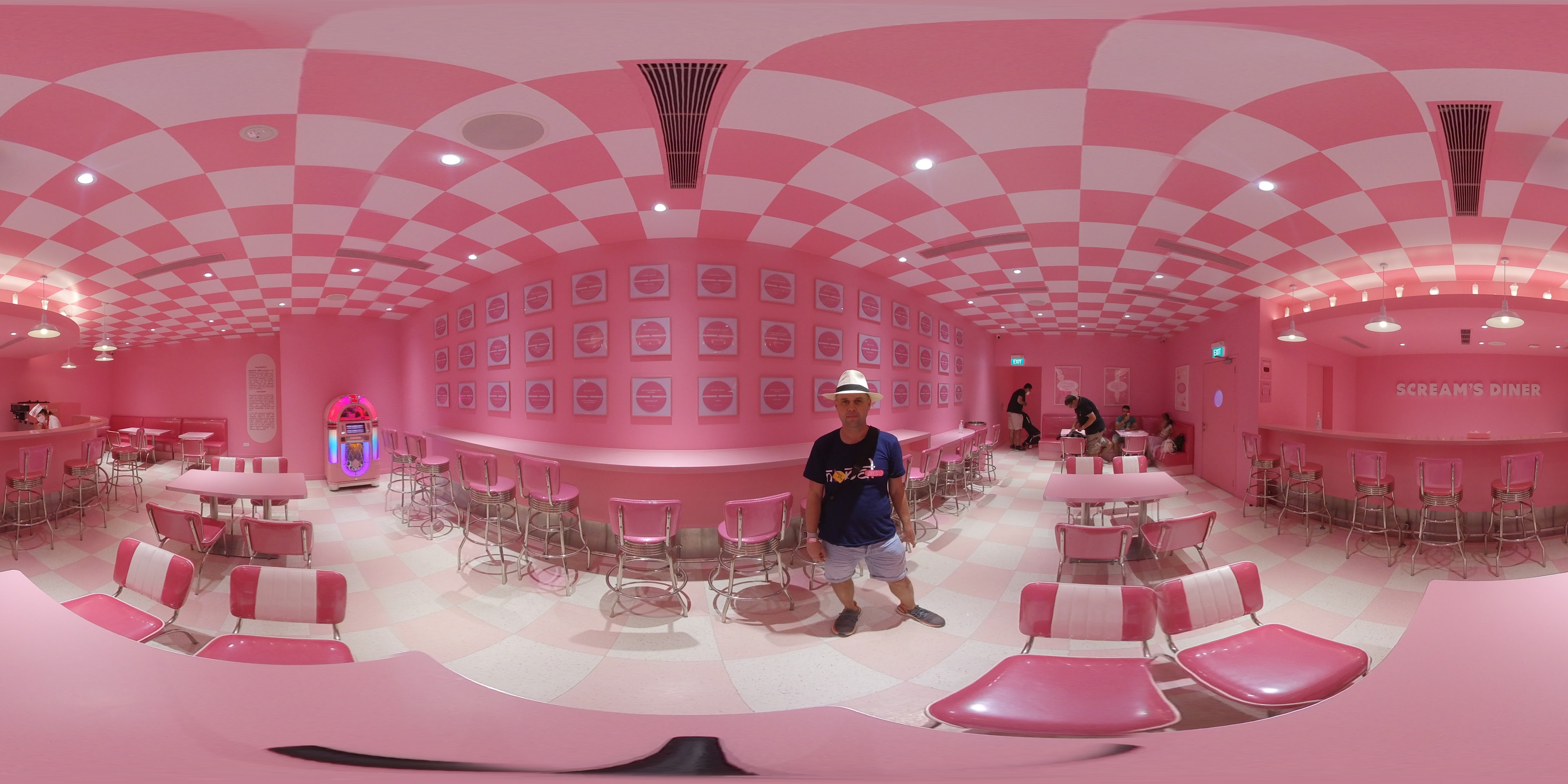 Vibrant Pink Diner Scene