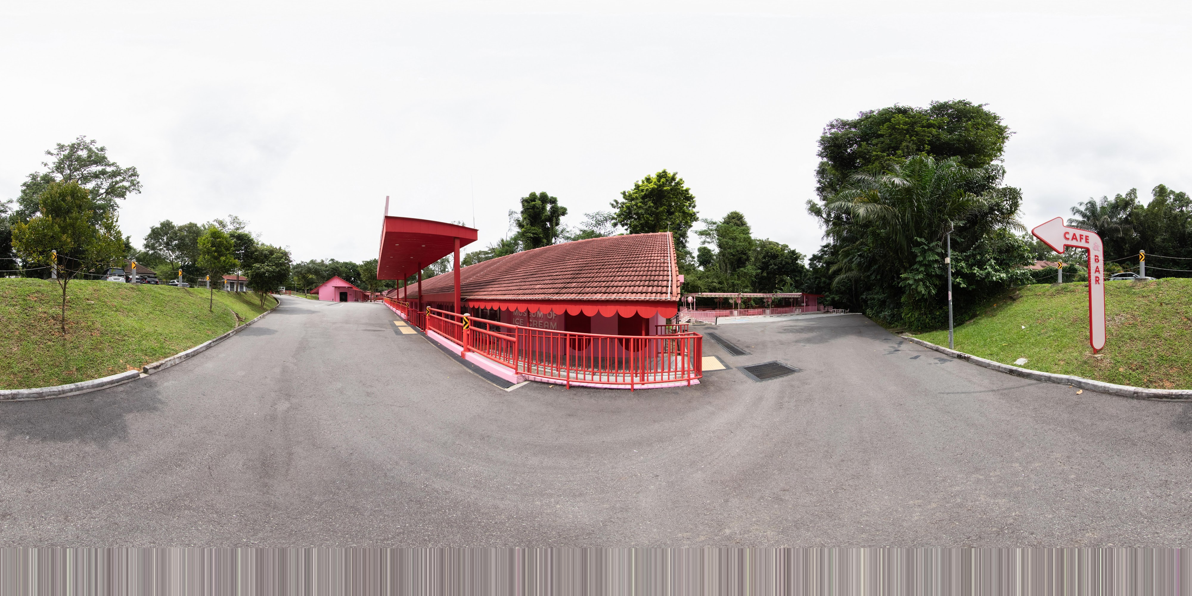 Bright Red Alleyway Entrance