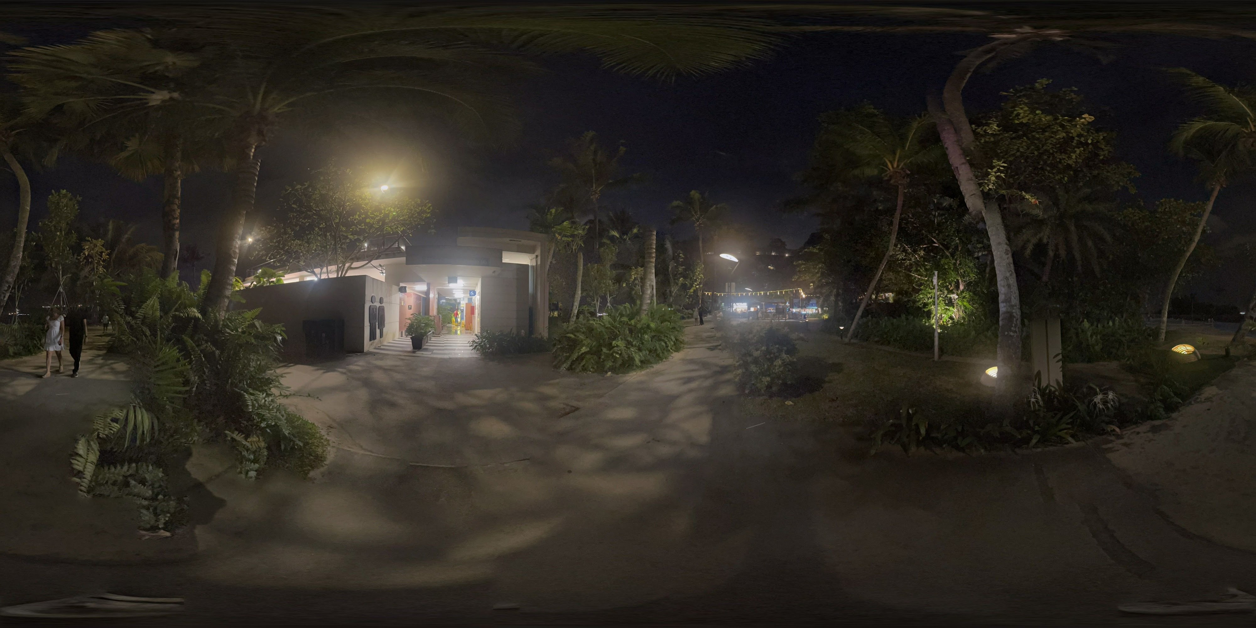 Nighttime Resort Entrance Pathway