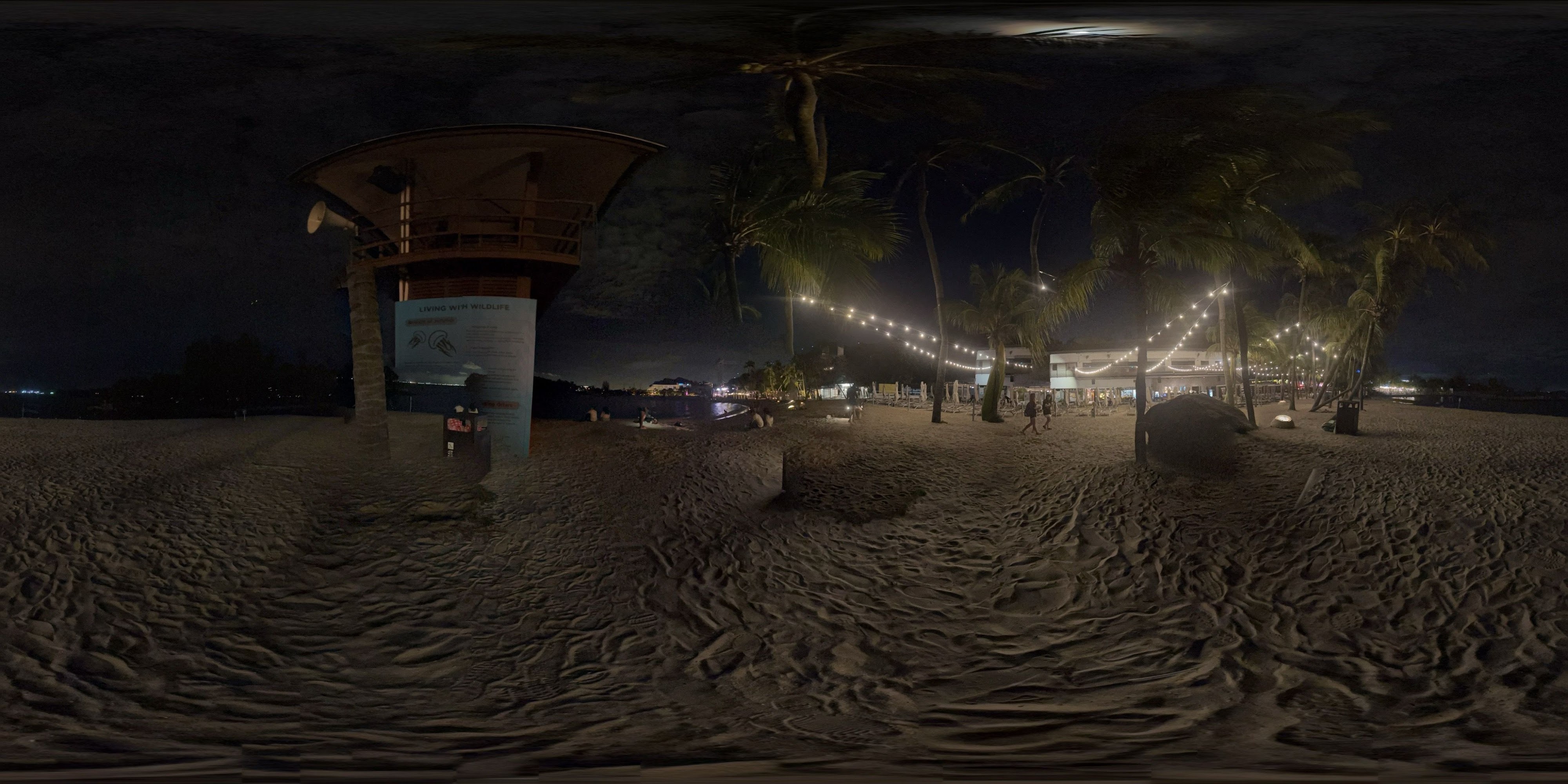 Night Beach with Lifeguard Tower