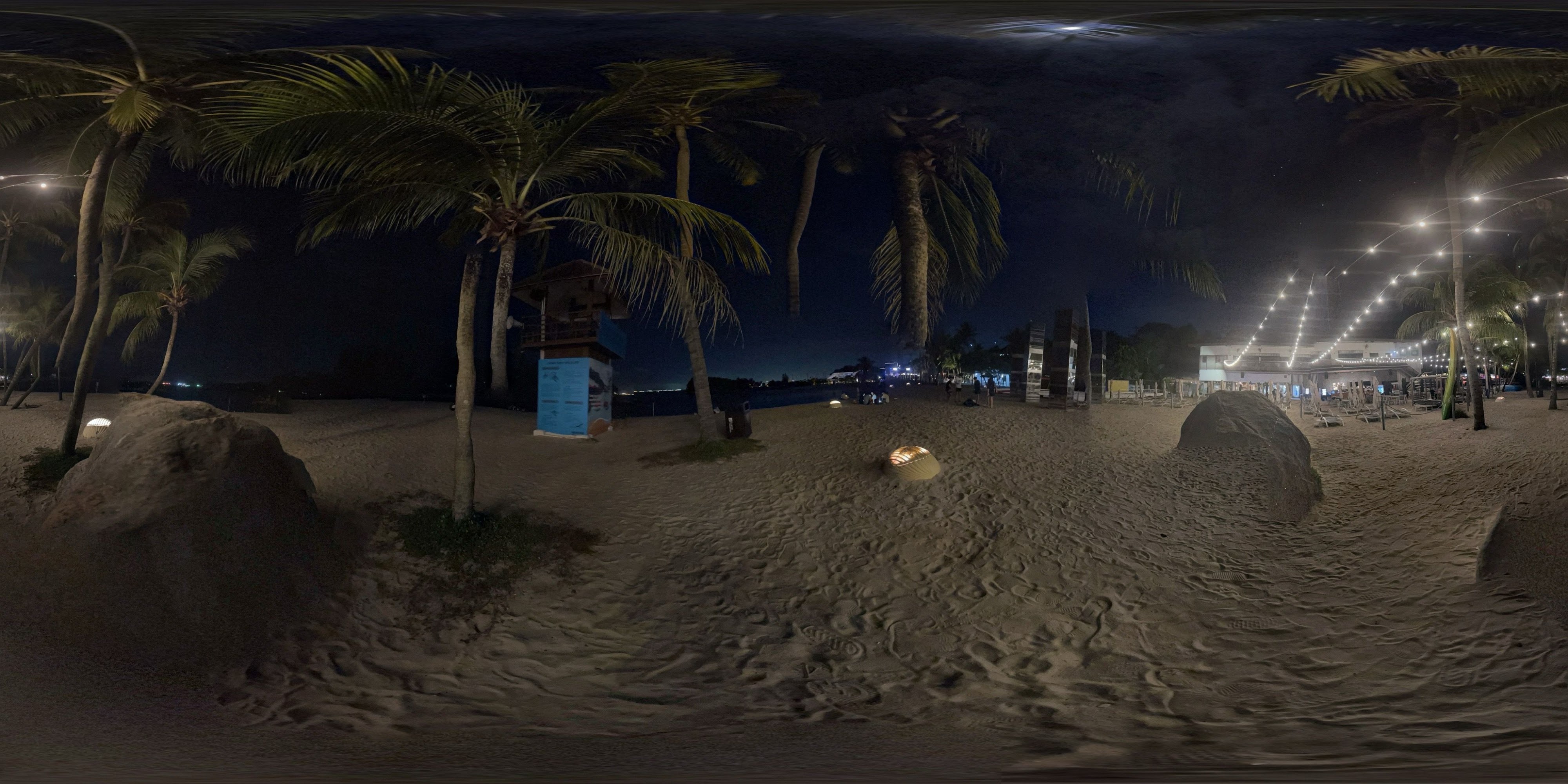 Nighttime Beachfront Milestone Ropes