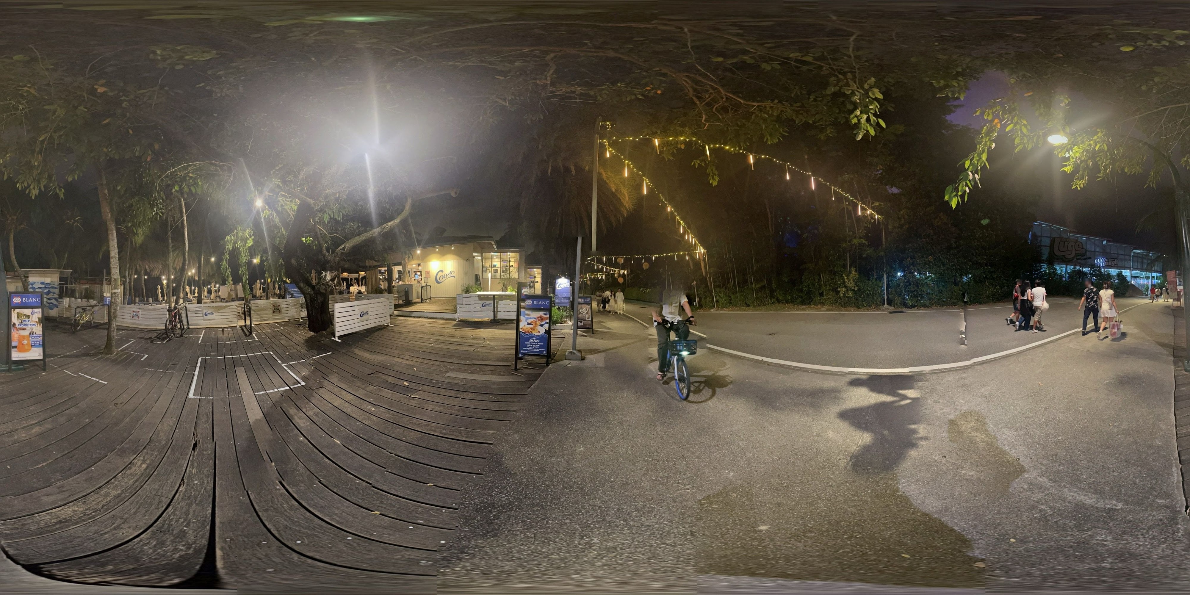 Nighttime Waterfront Entertainment Area