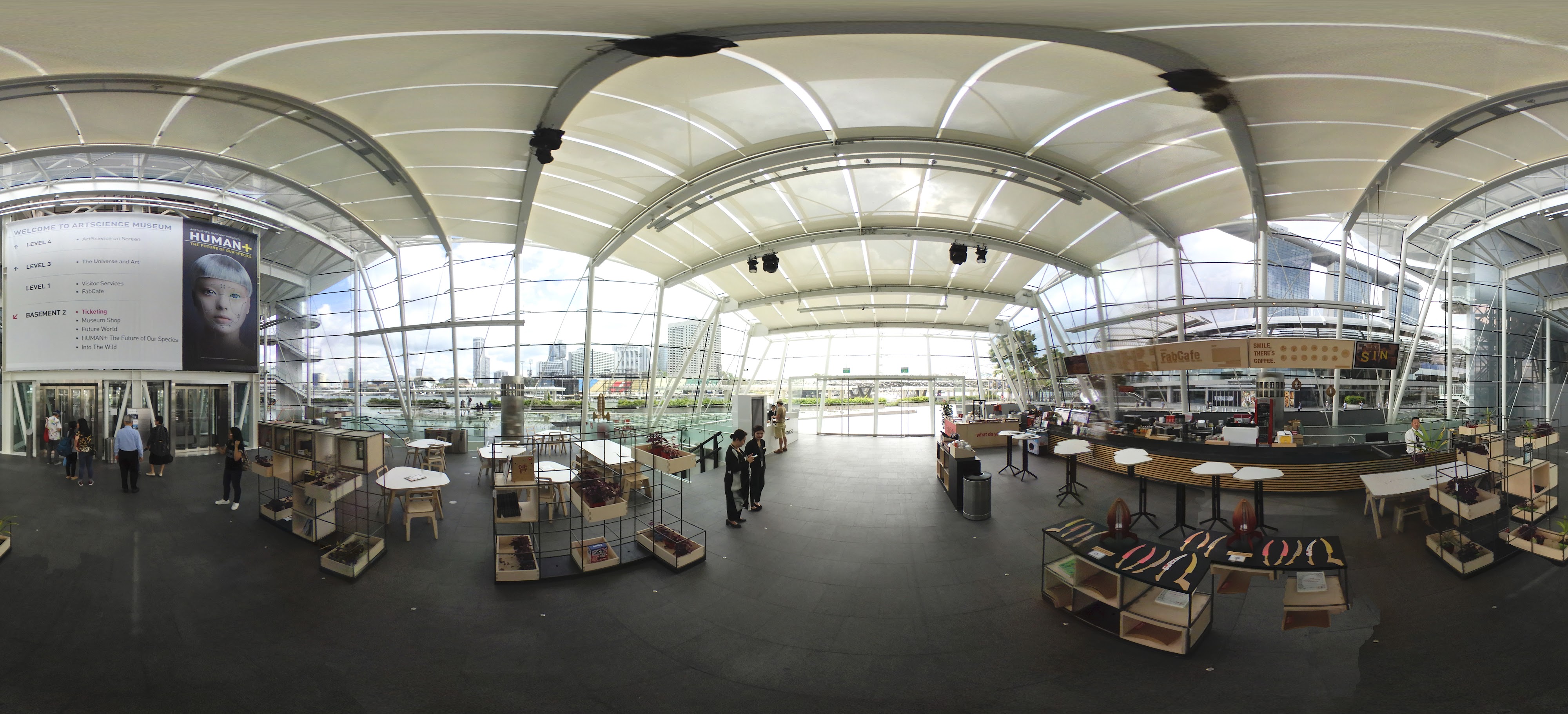 Modern Futuristic Interior With Cafe