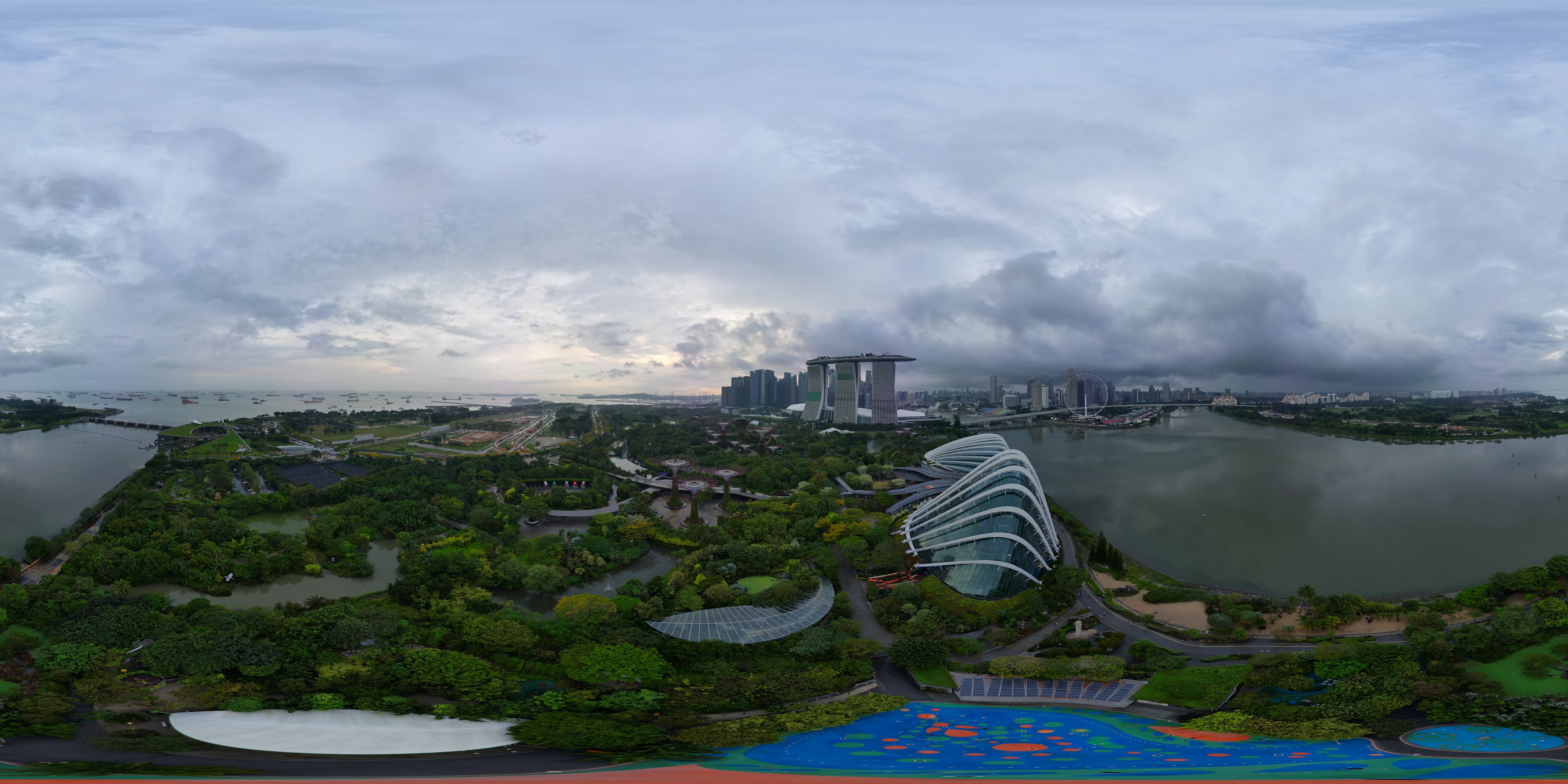 Garden Dome and Urban Skyline