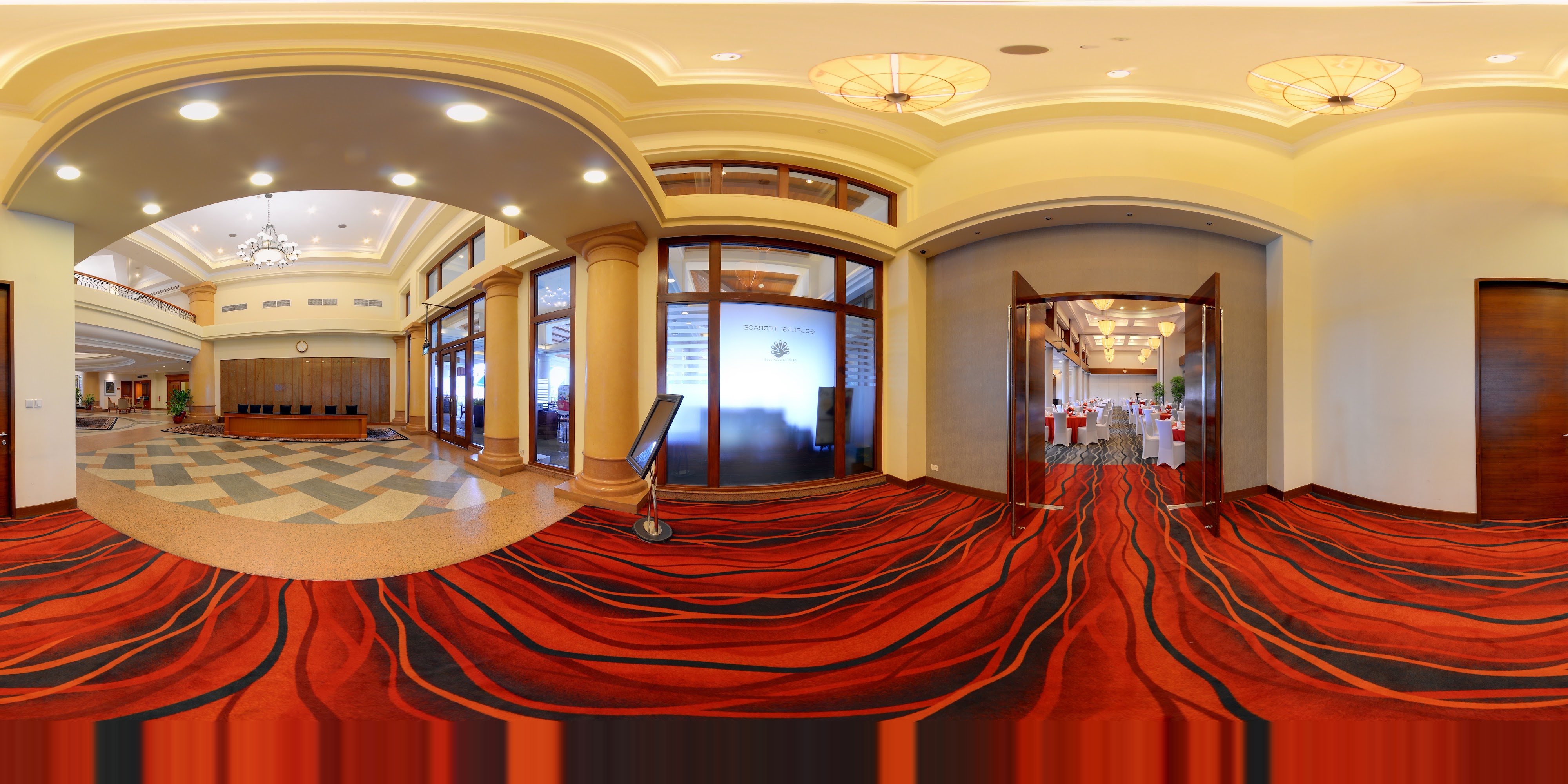 Elegant Indoor Golf Club Corridor