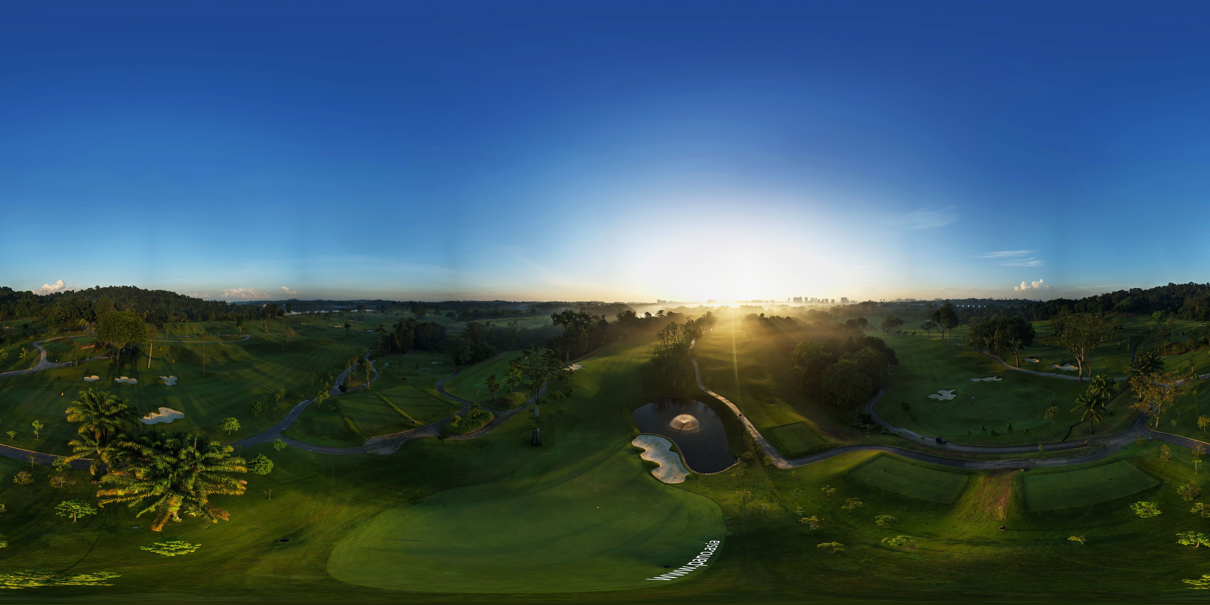 Golf Course Sunrise in Tropical Setting