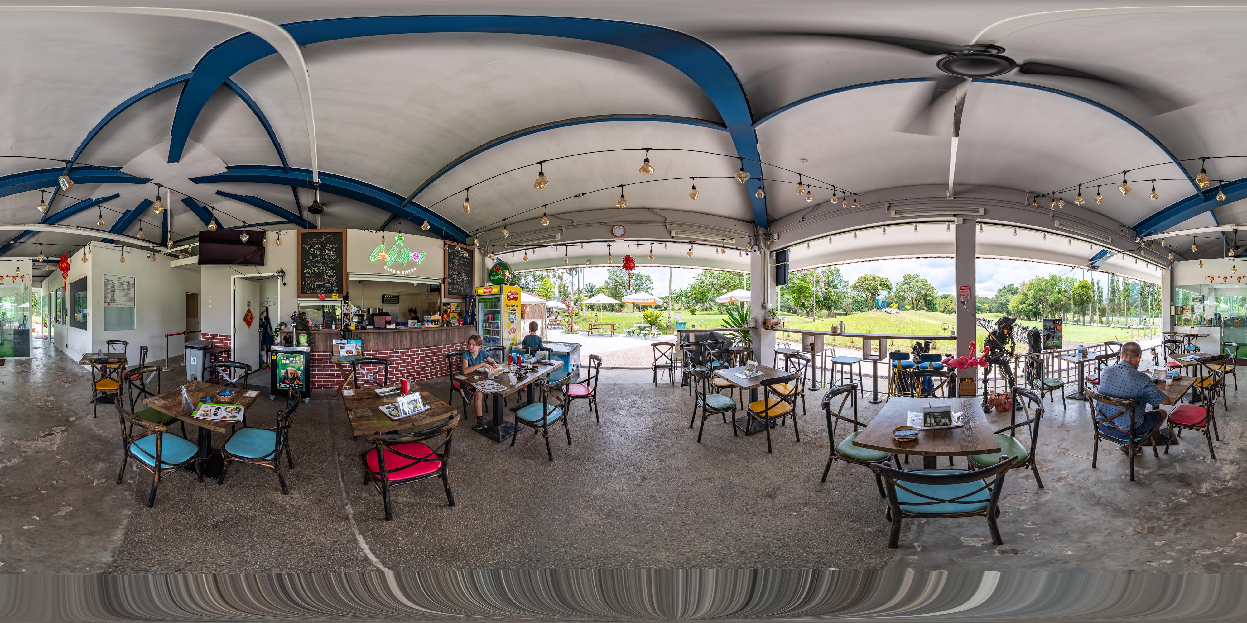 Outdoor Dining Under Large Shed