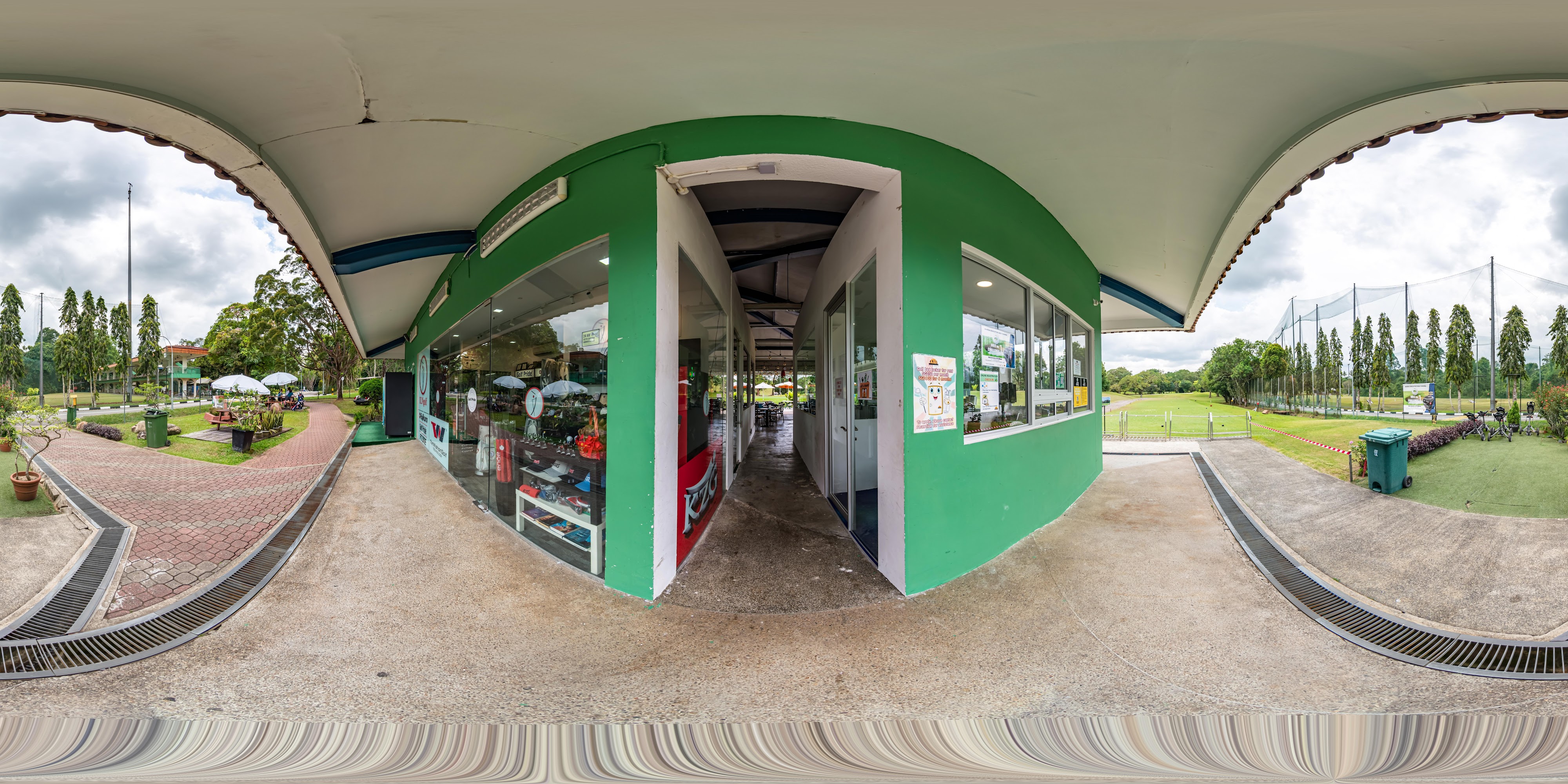 Serene Sheltered Golf Facility Entrance