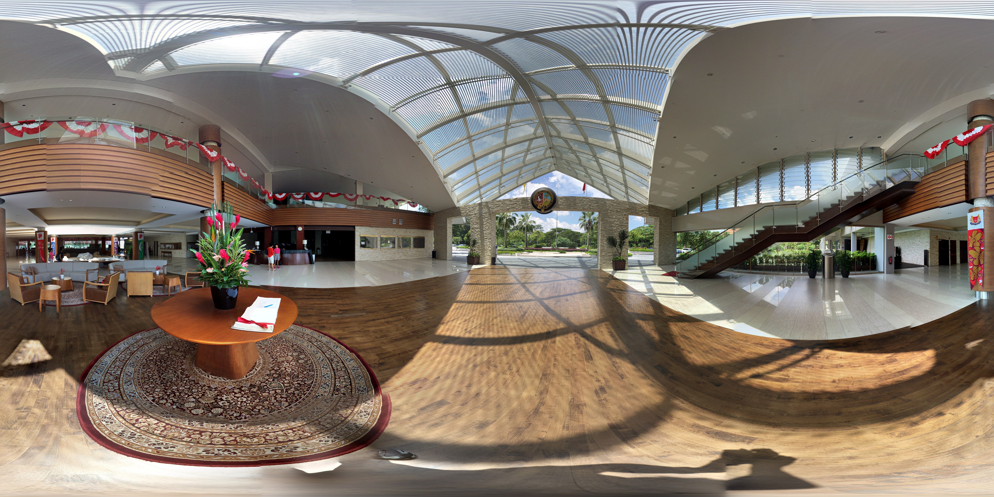 Modern Lobby with High Ceiling