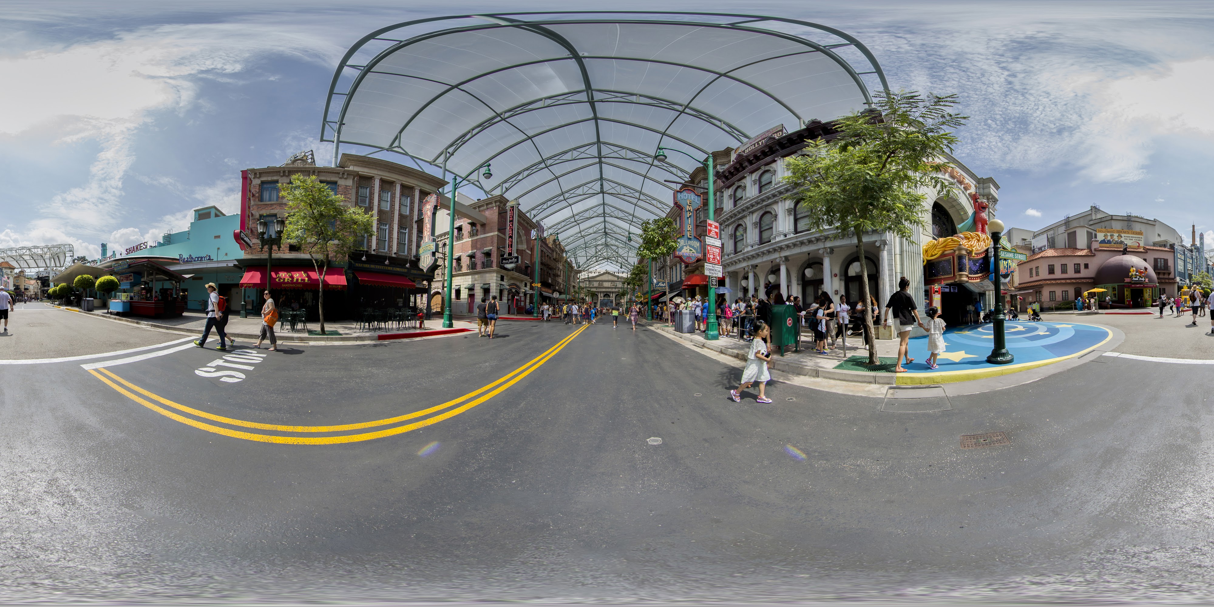 Colorful Street and Large Archway