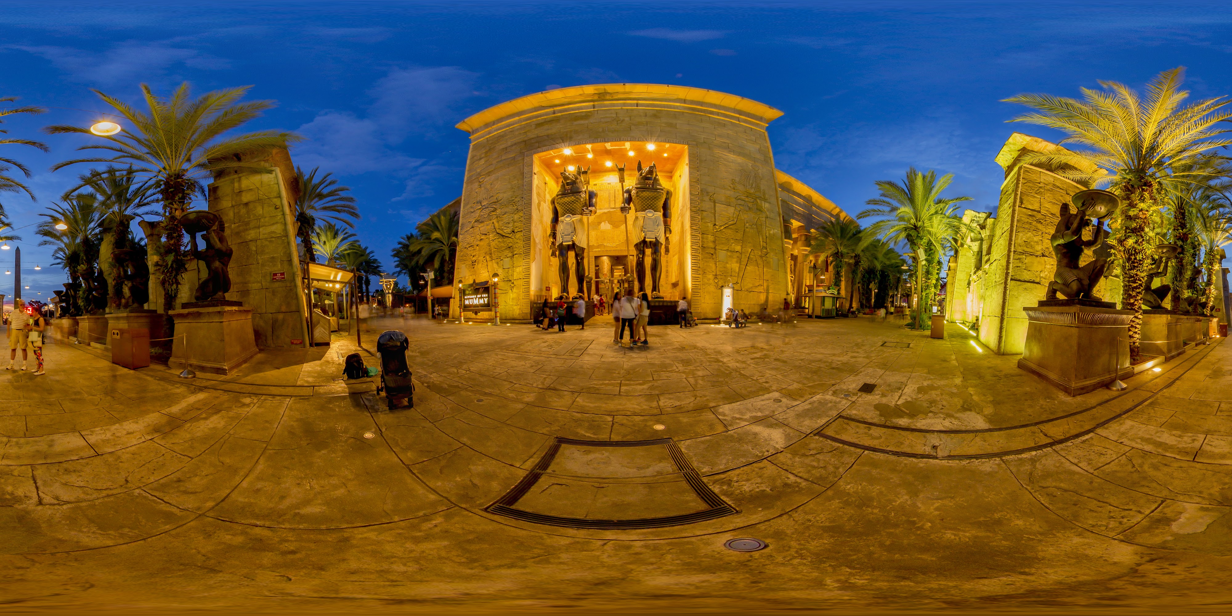 Egyptian Theme Entrance At Dusk