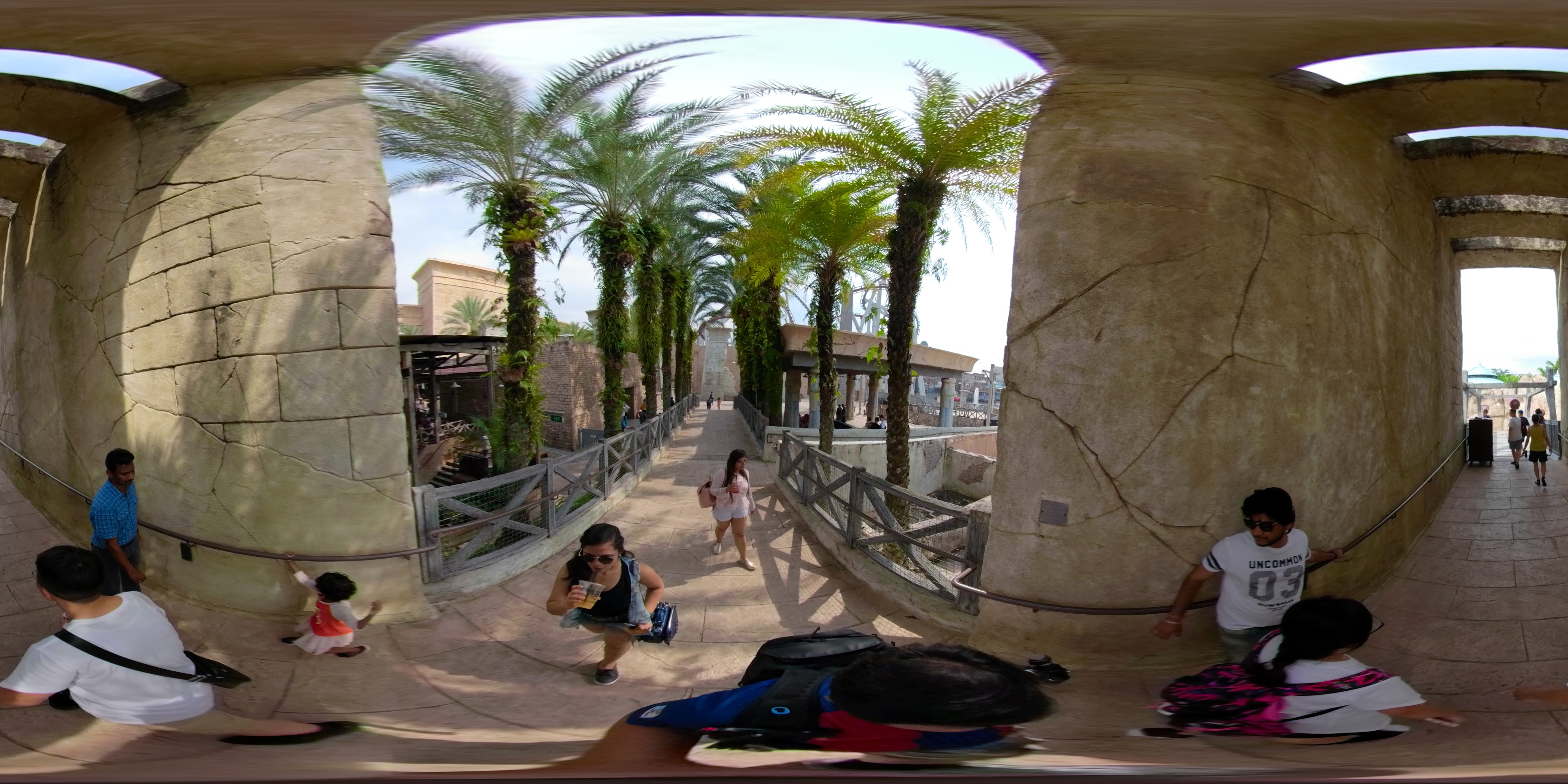 Theme Park Outdoor Walkway Scene