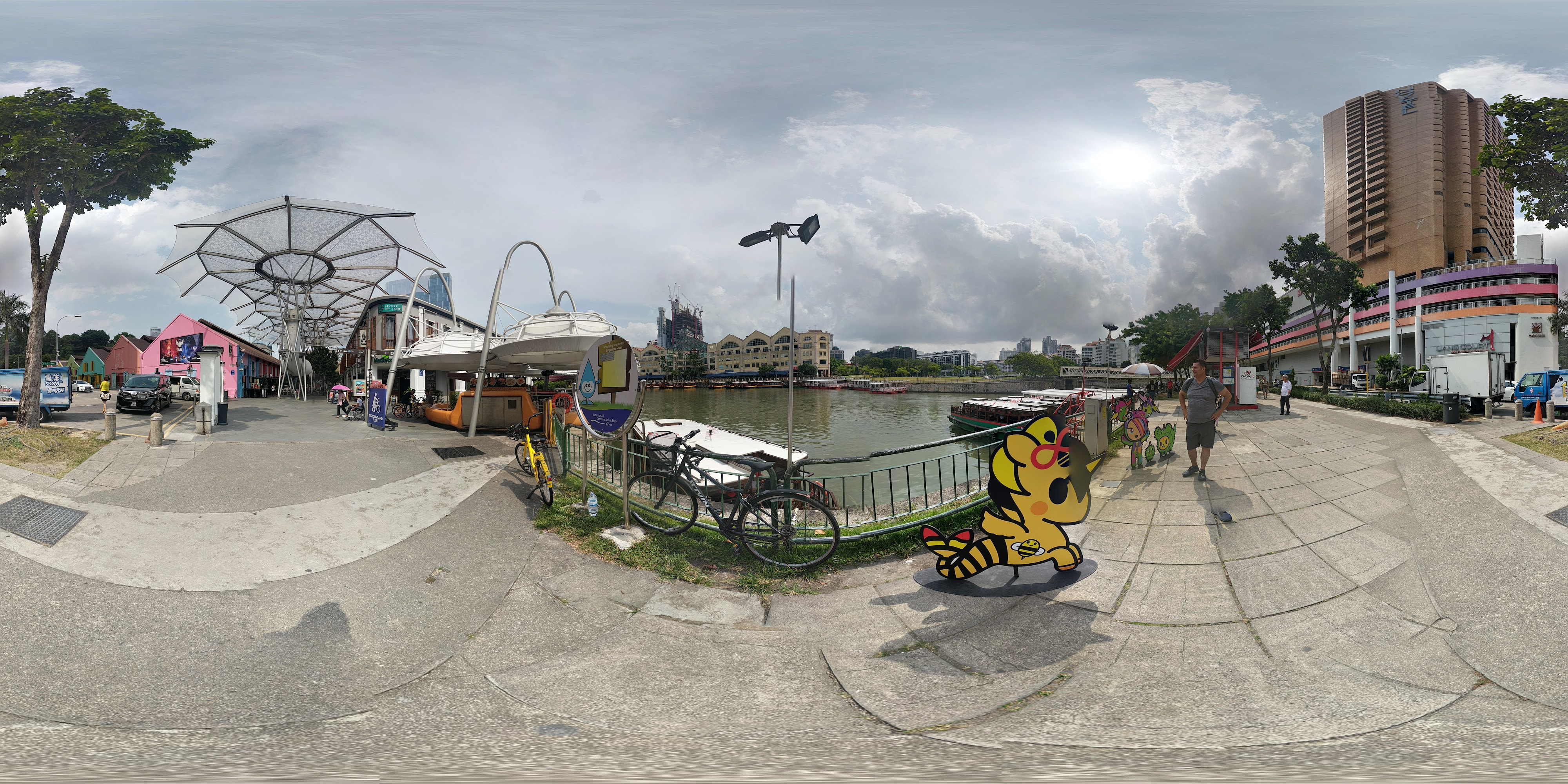 Colorful Riverside Promenade Area