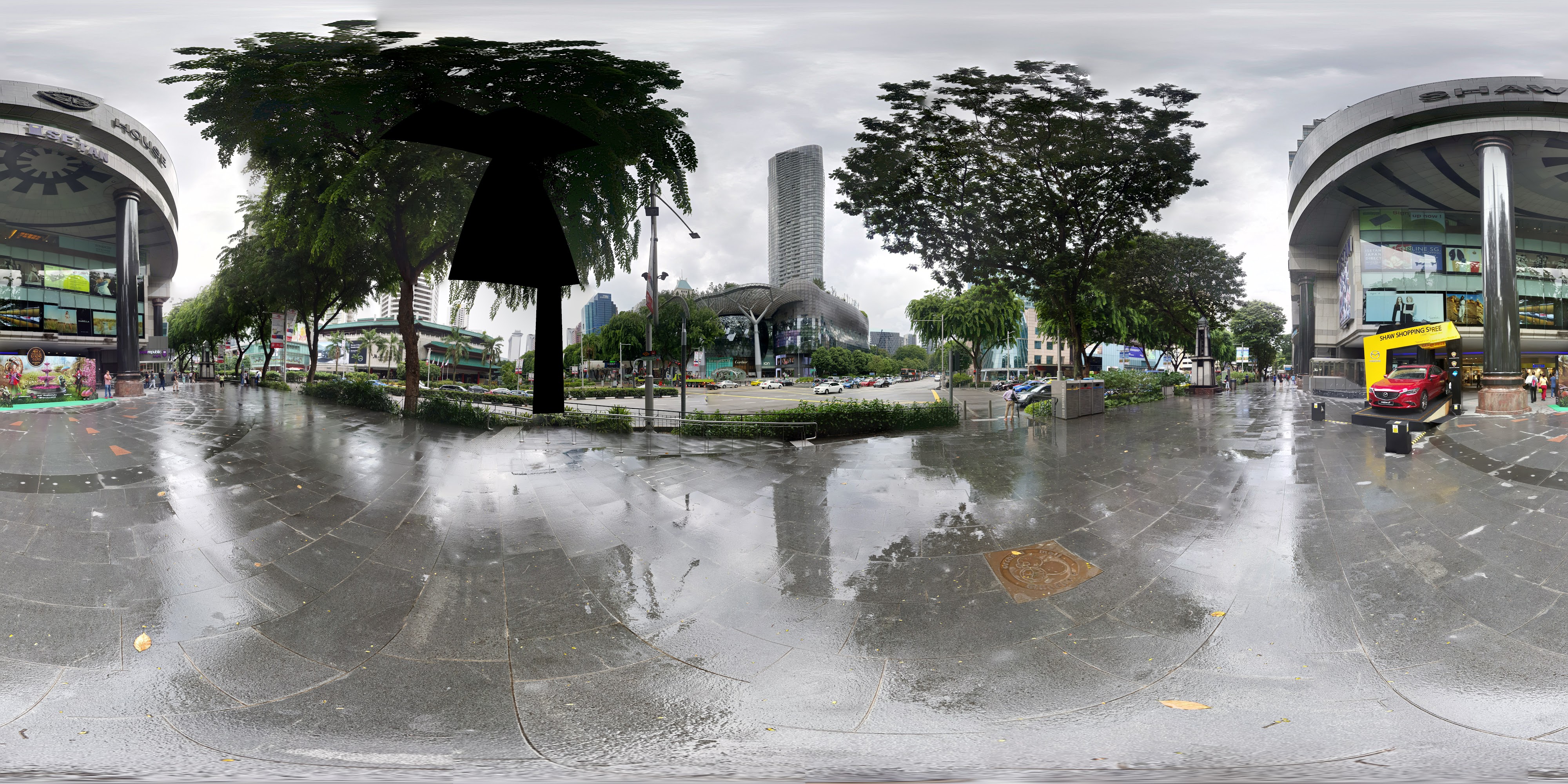 Urban Shopping Center Plaza After Rain