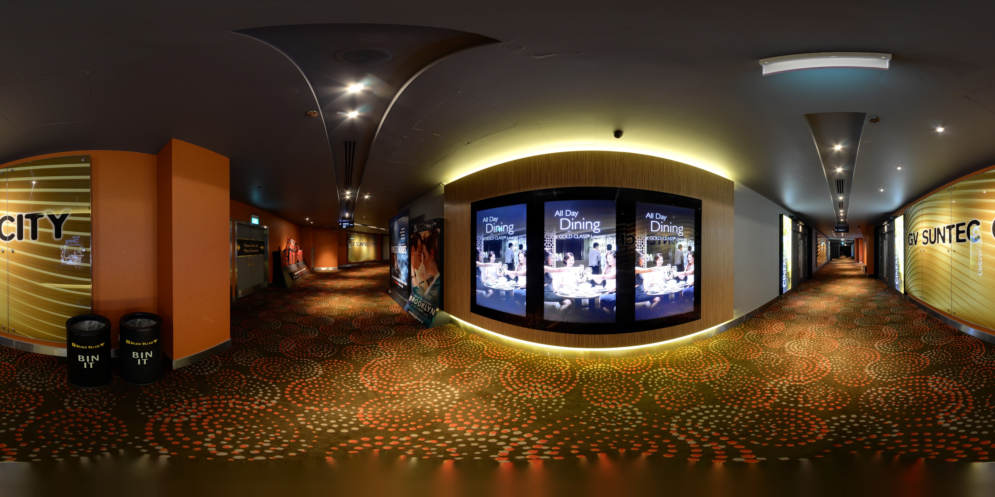 Artistic Movie Hallway Interior with Bins