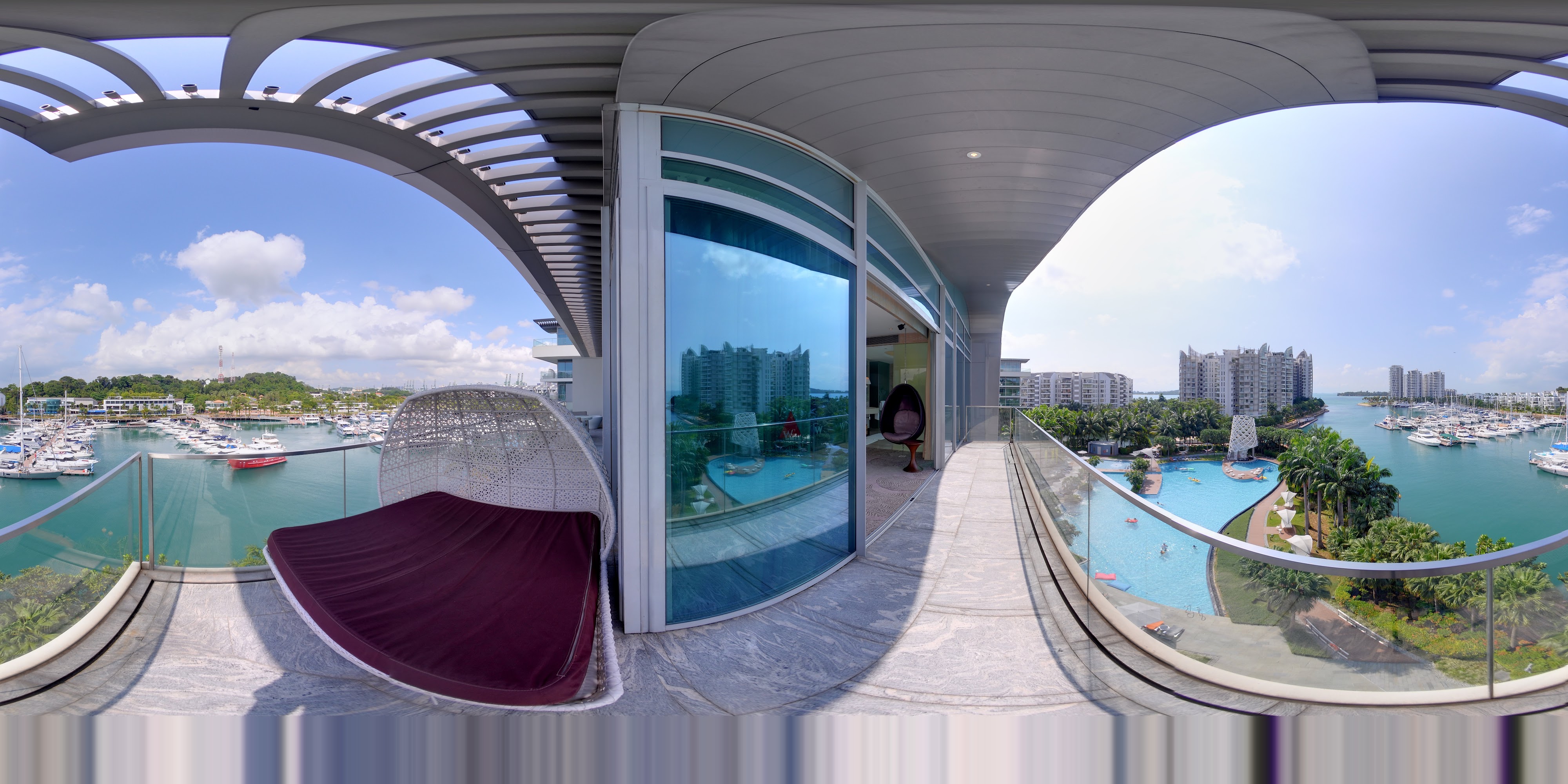 Luxury waterfront residential building.