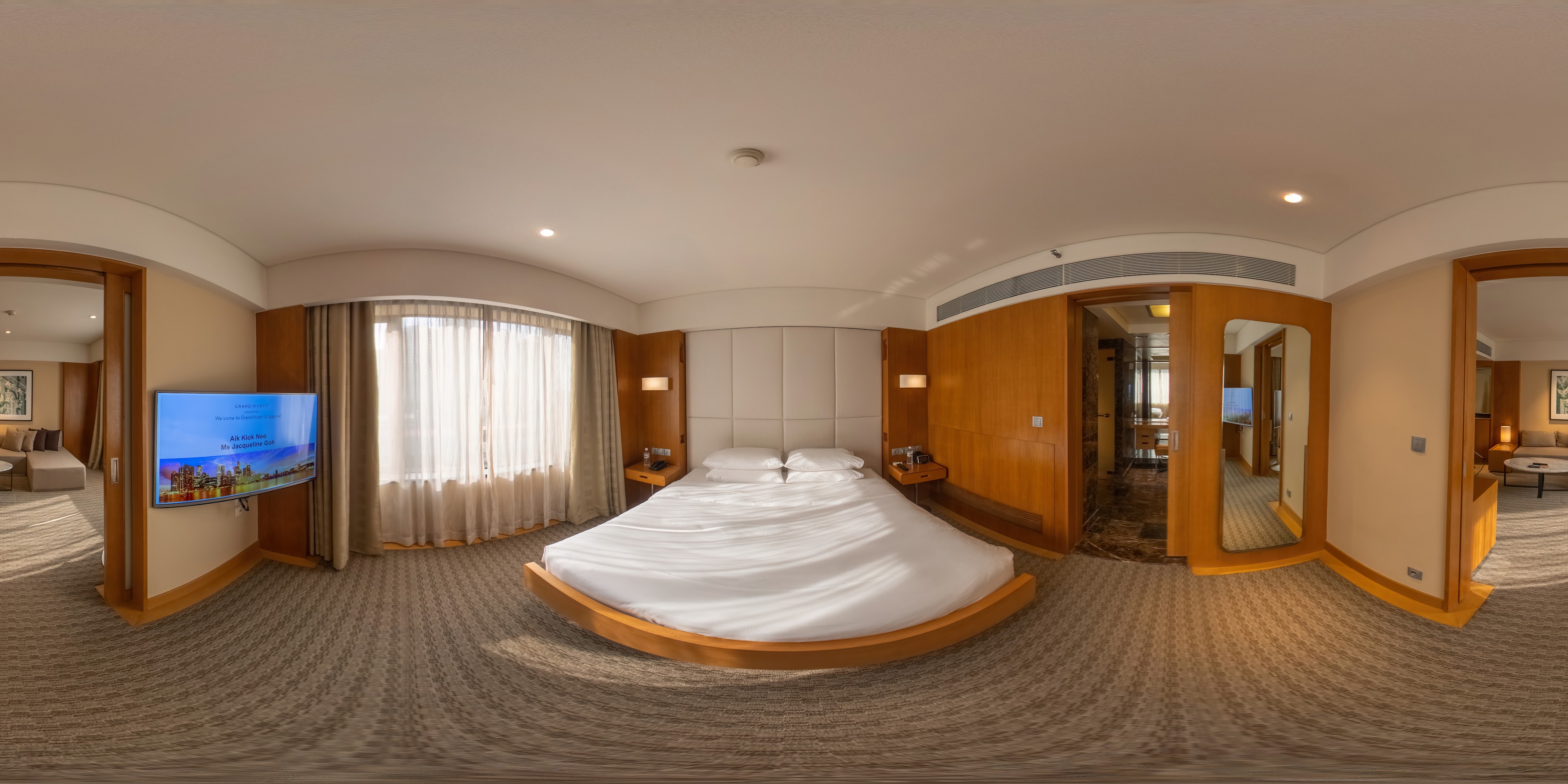 Luxurious Curved Bedroom Interior.